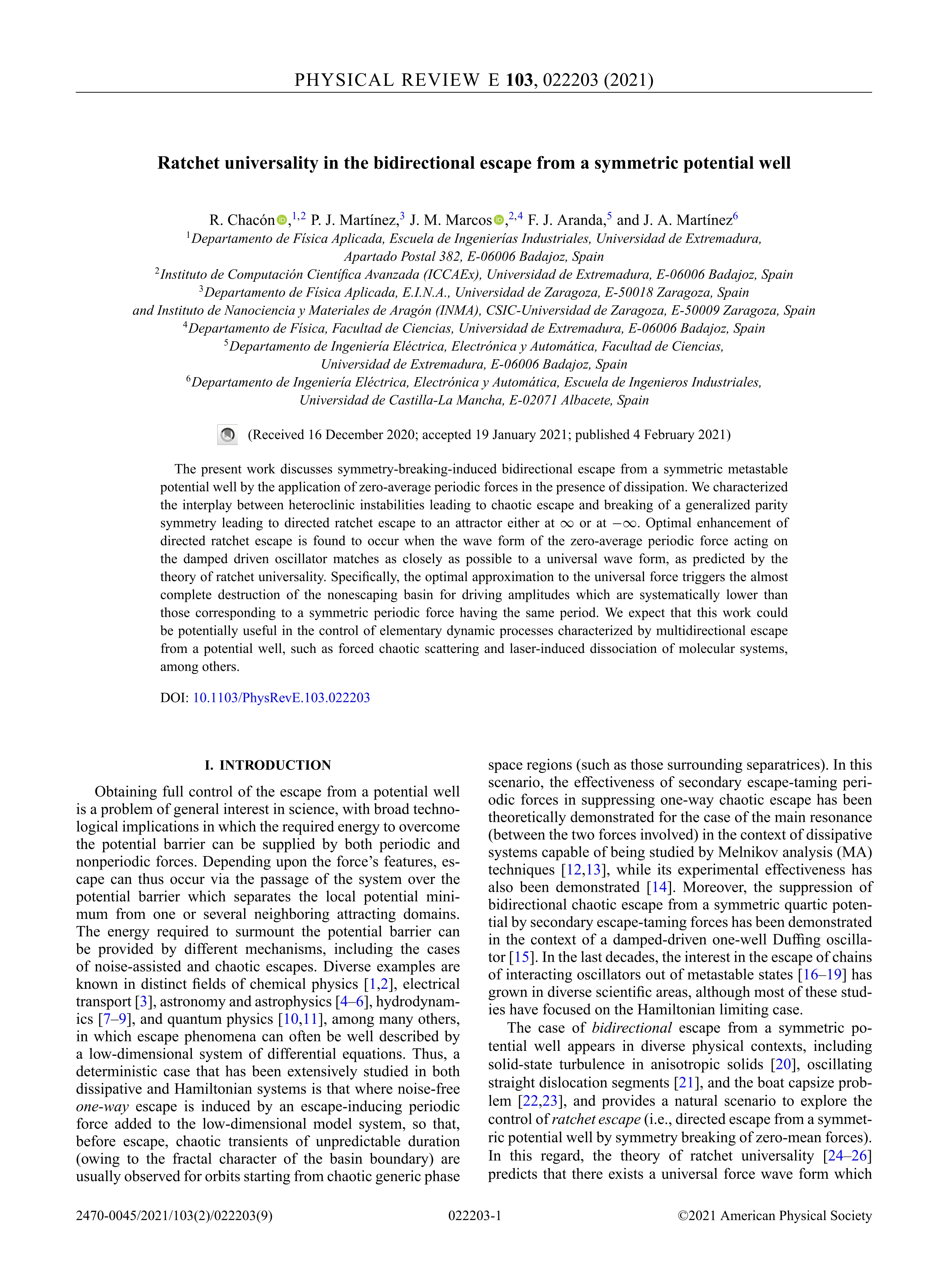 Ratchet universality in the bidirectional escape from a symmetric potential well