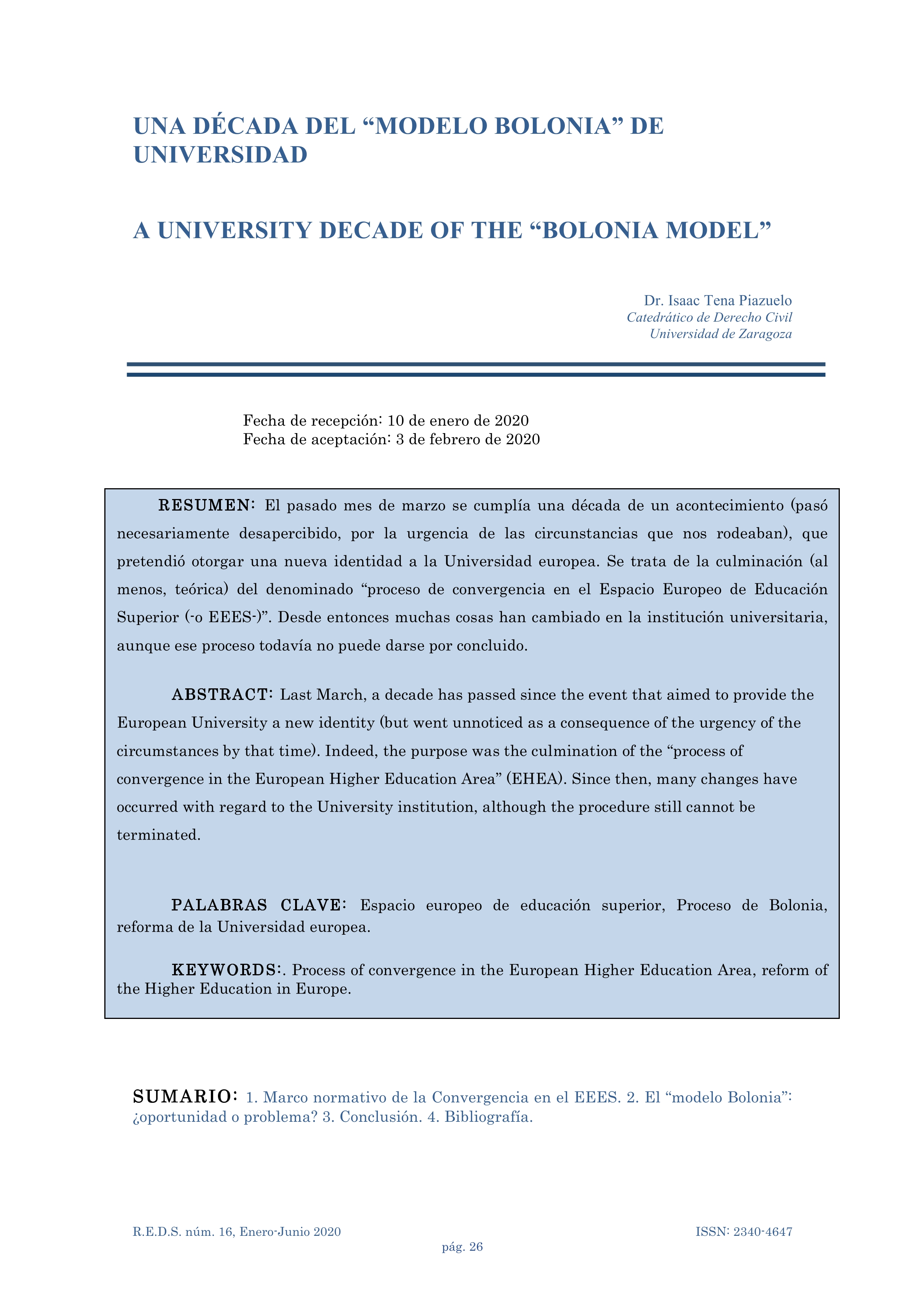 Una década del “modelo Bolonia” de Universidad