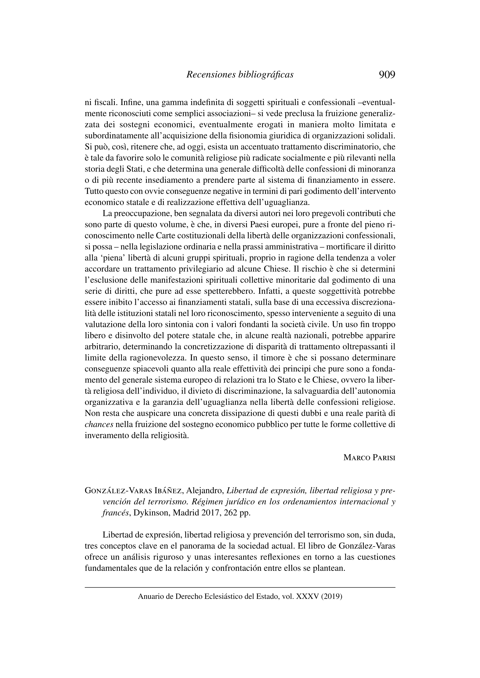 González-Varas Ibáñez, Alejandro, Libertad de expresión, libertad religiosa y prevención del terrorismo. Régimen jurídico en los ordenamientos internacional y francés