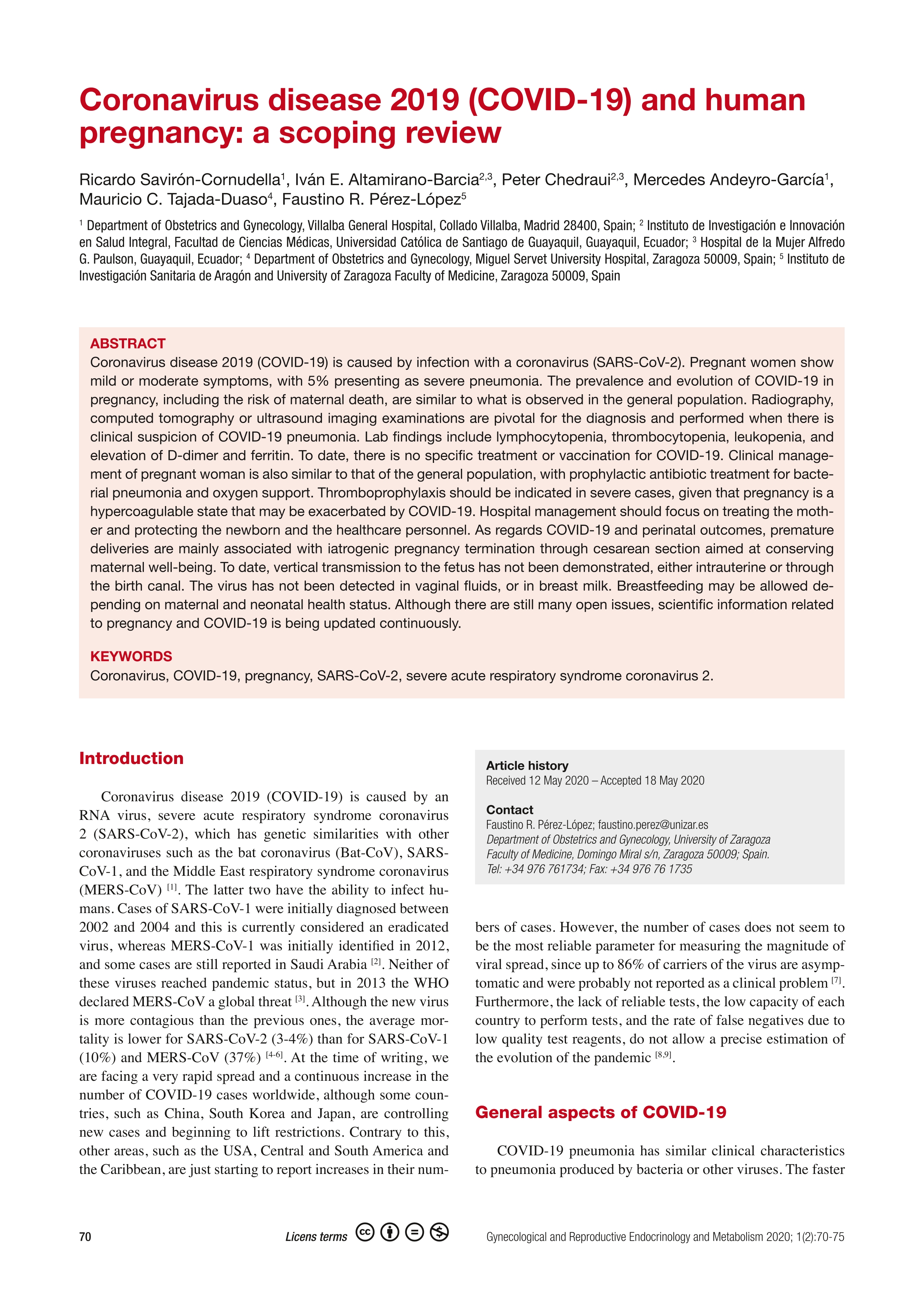 Coronavirus disease 2019 (COVID-19) and human pregnancy: a scoping review