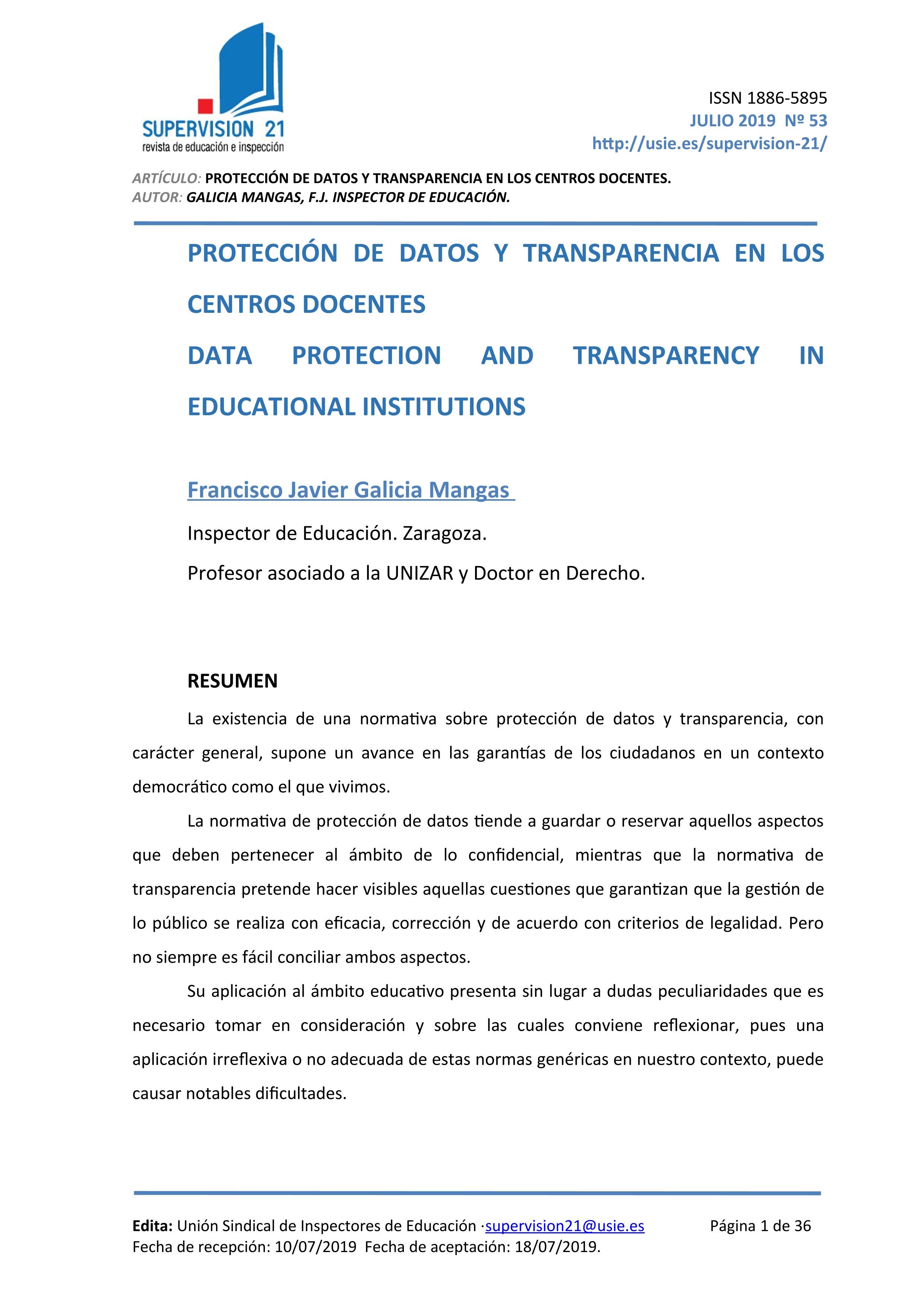 Protección de datos y transparencia en los centros docentes