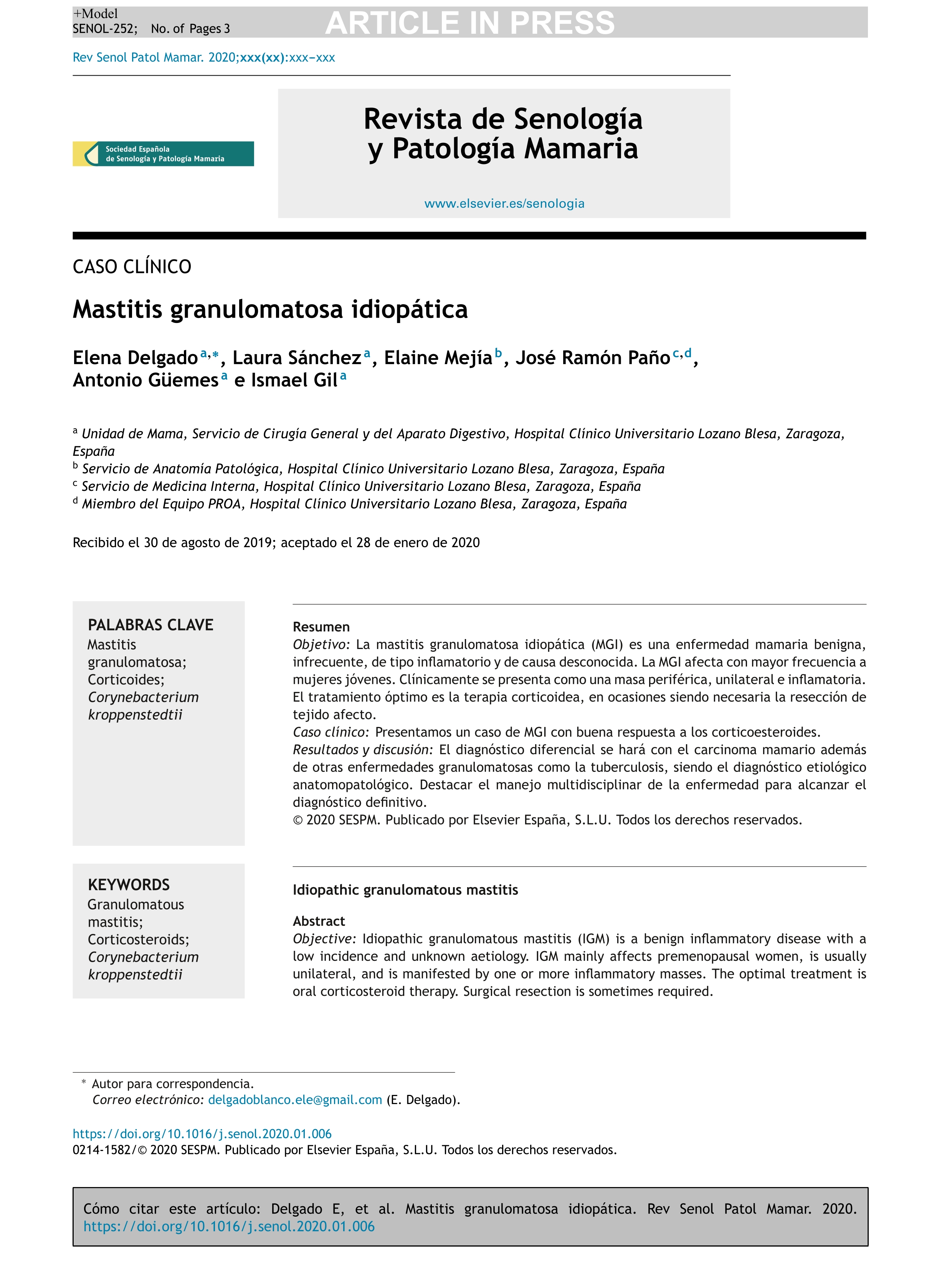 Mastitis granulomatosa idiopática