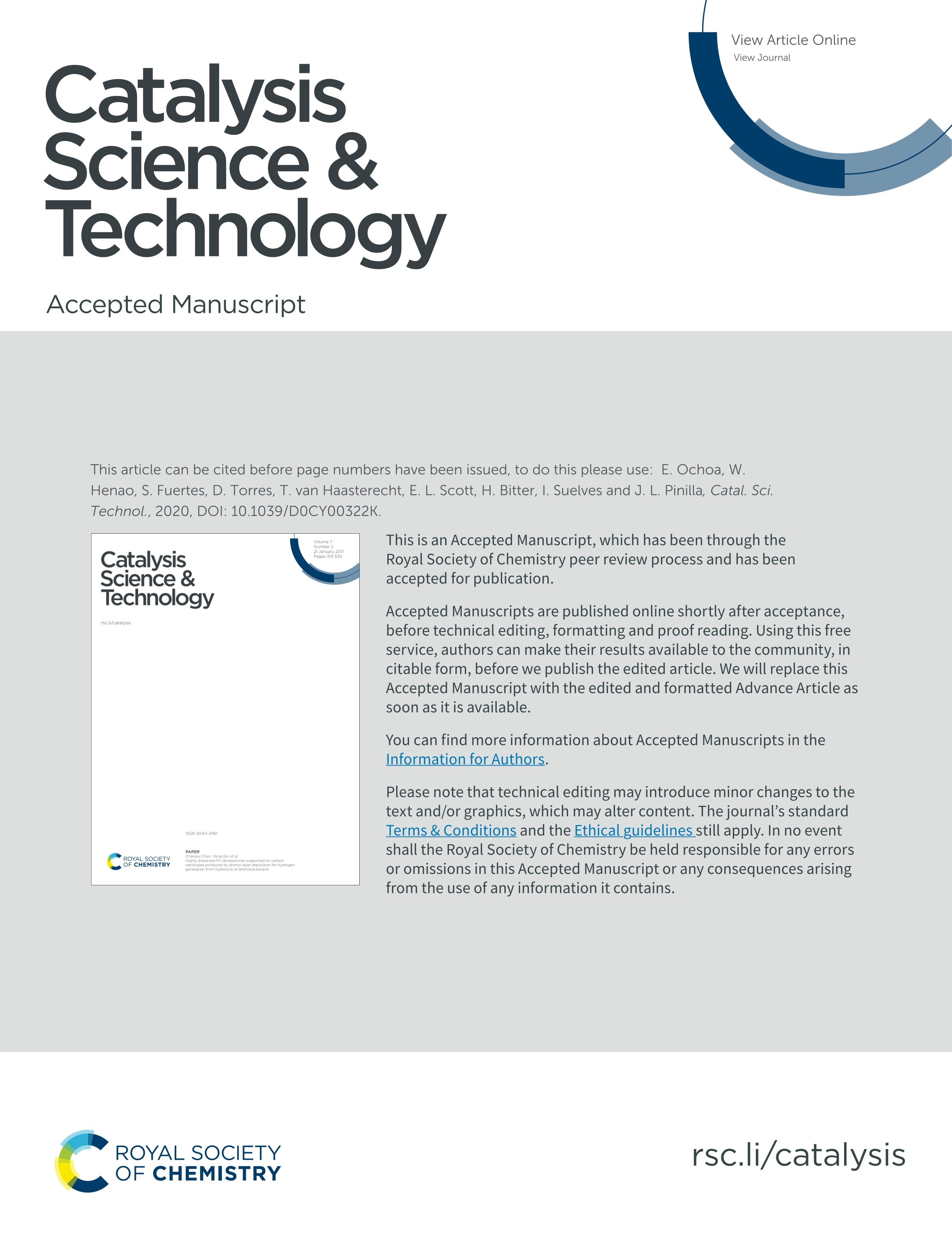 Synthesis and characterization of a supported Pd complex on carbon nanofibers for the selective decarbonylation of stearic acid to 1-heptadecene: the importance of subnanometric Pd dispersion