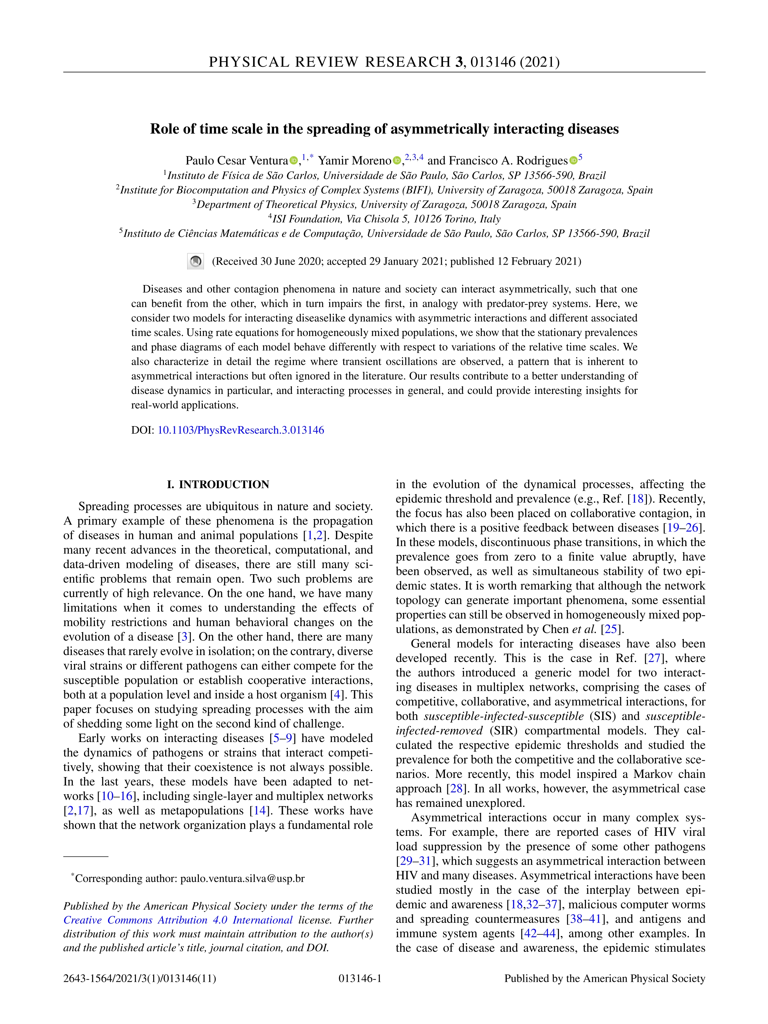 Role of time scale in the spreading of asymmetrically interacting diseases