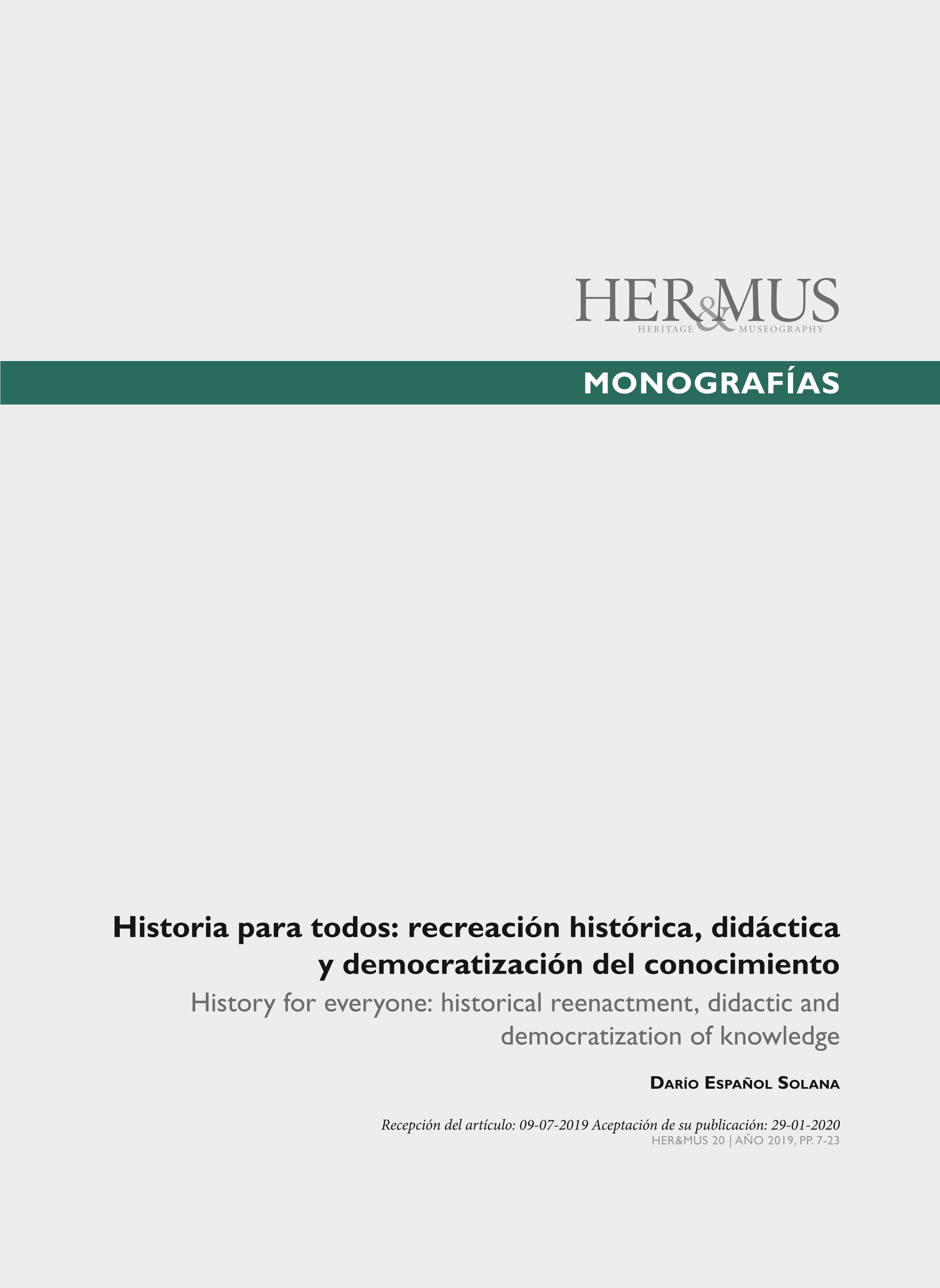 Historia para todos: recreación histórica, didáctica y democratización del conocimiento
