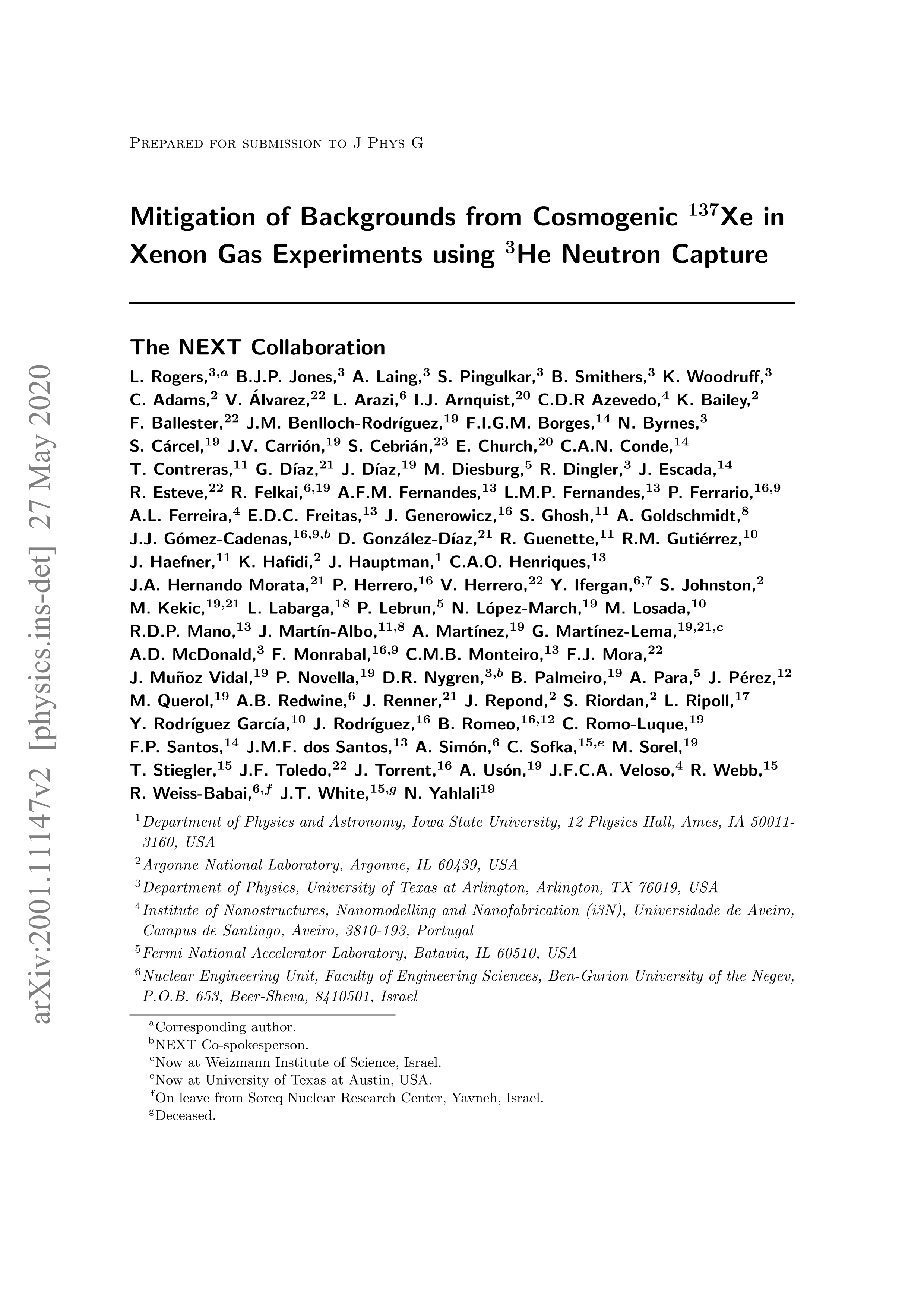 Mitigation of backgrounds from cosmogenic 137Xe in xenon gas experiments using 3He neutron capture