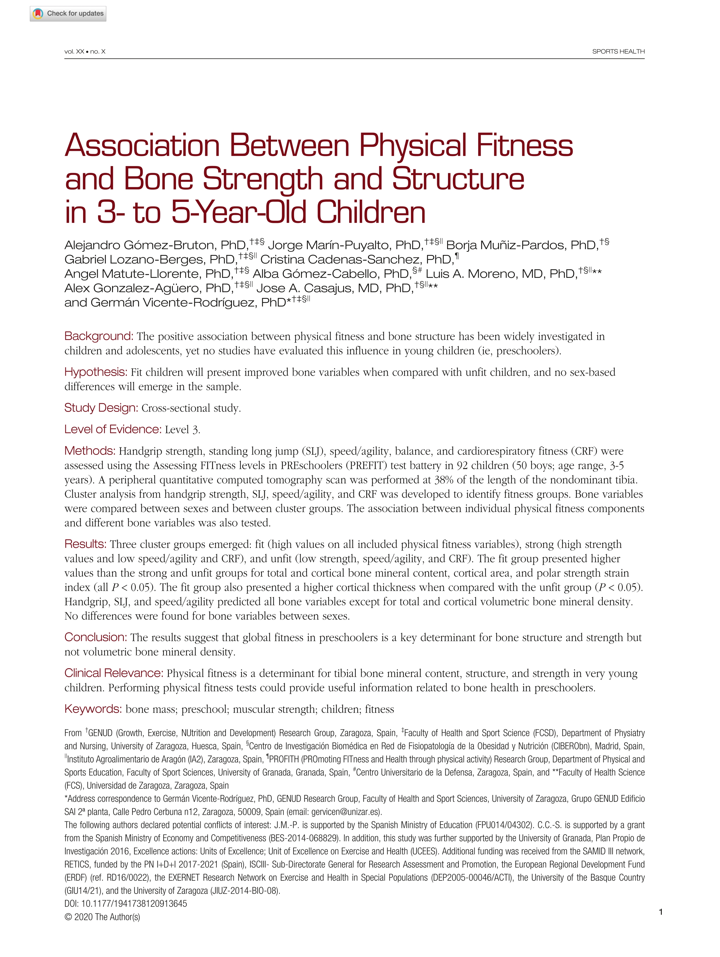 Association Between Physical Fitness and Bone Strength and Structure in 3- to 5-Year-Old Children