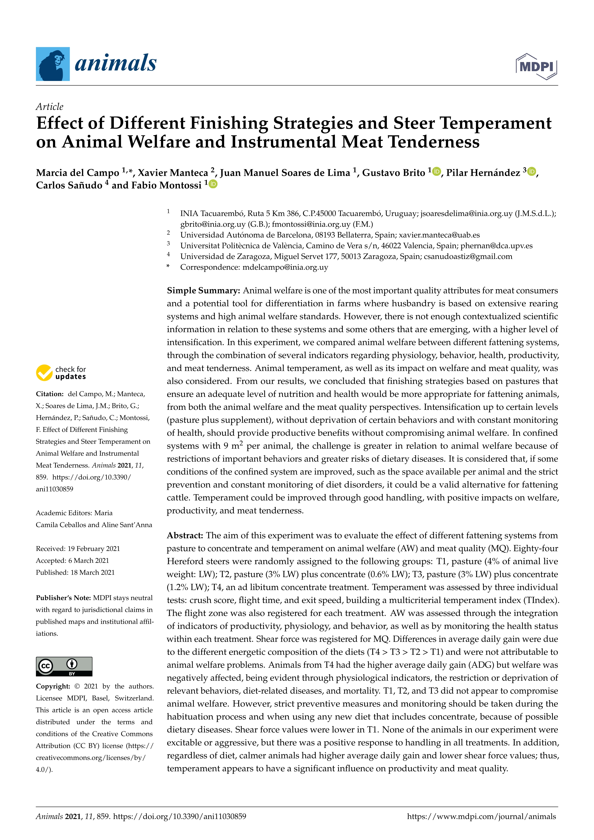 Effect of different finishing strategies and steer temperament on animal welfare and instrumental meat tenderness