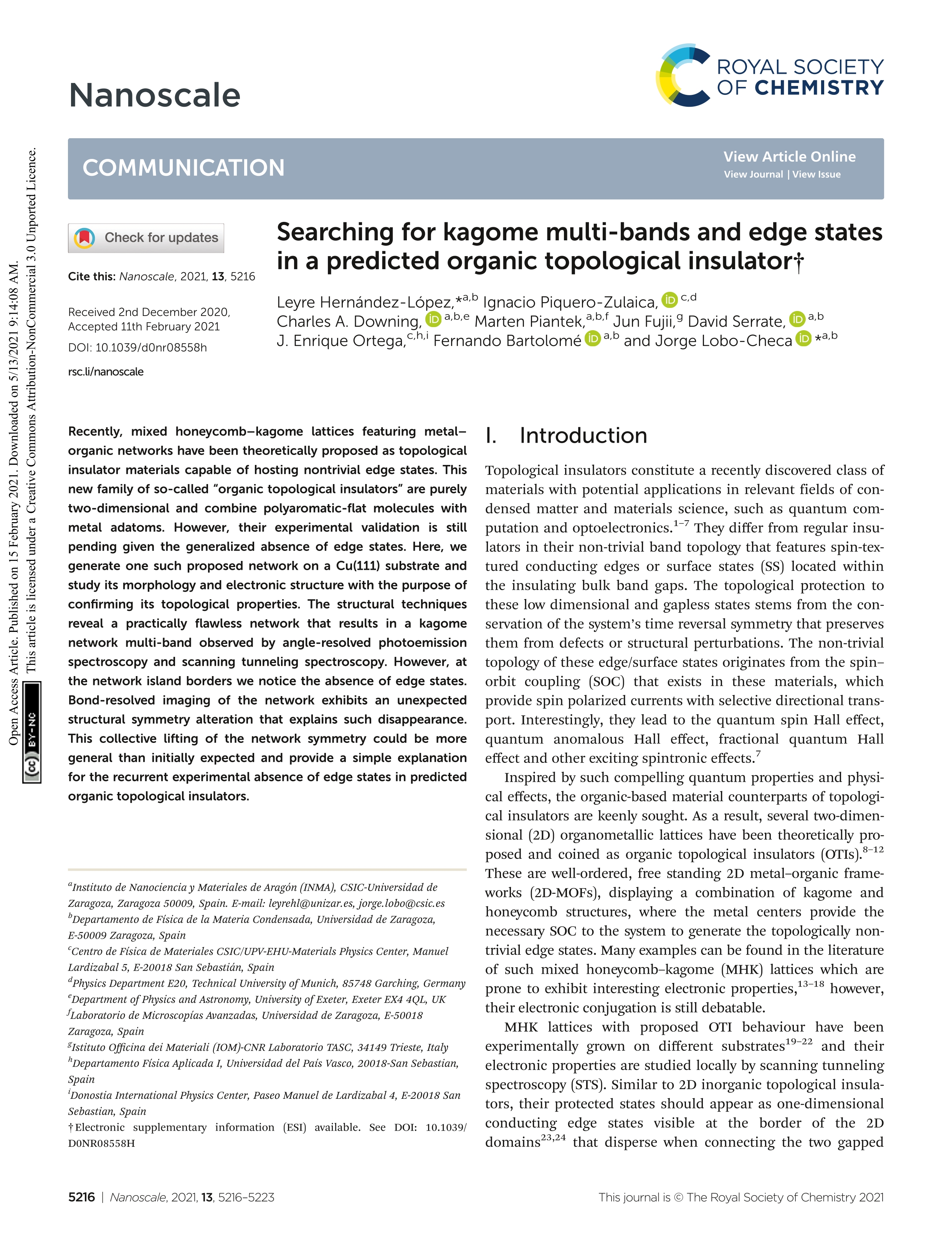 Searching for kagome multi-bands and edge states in a predicted organic topological insulator