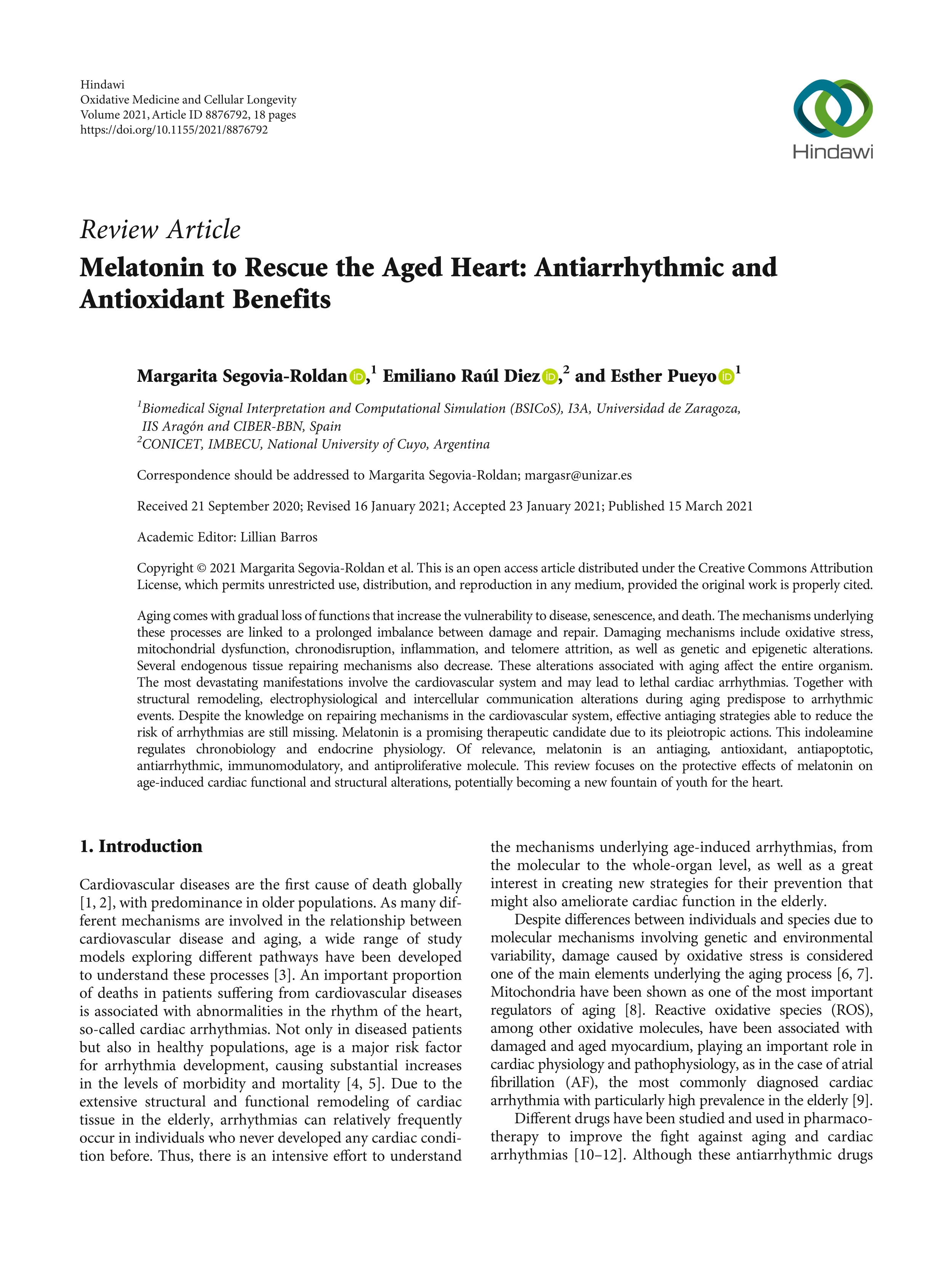 Melatonin to rescue the aged heart: antiarrhythmic and antioxidant benefits