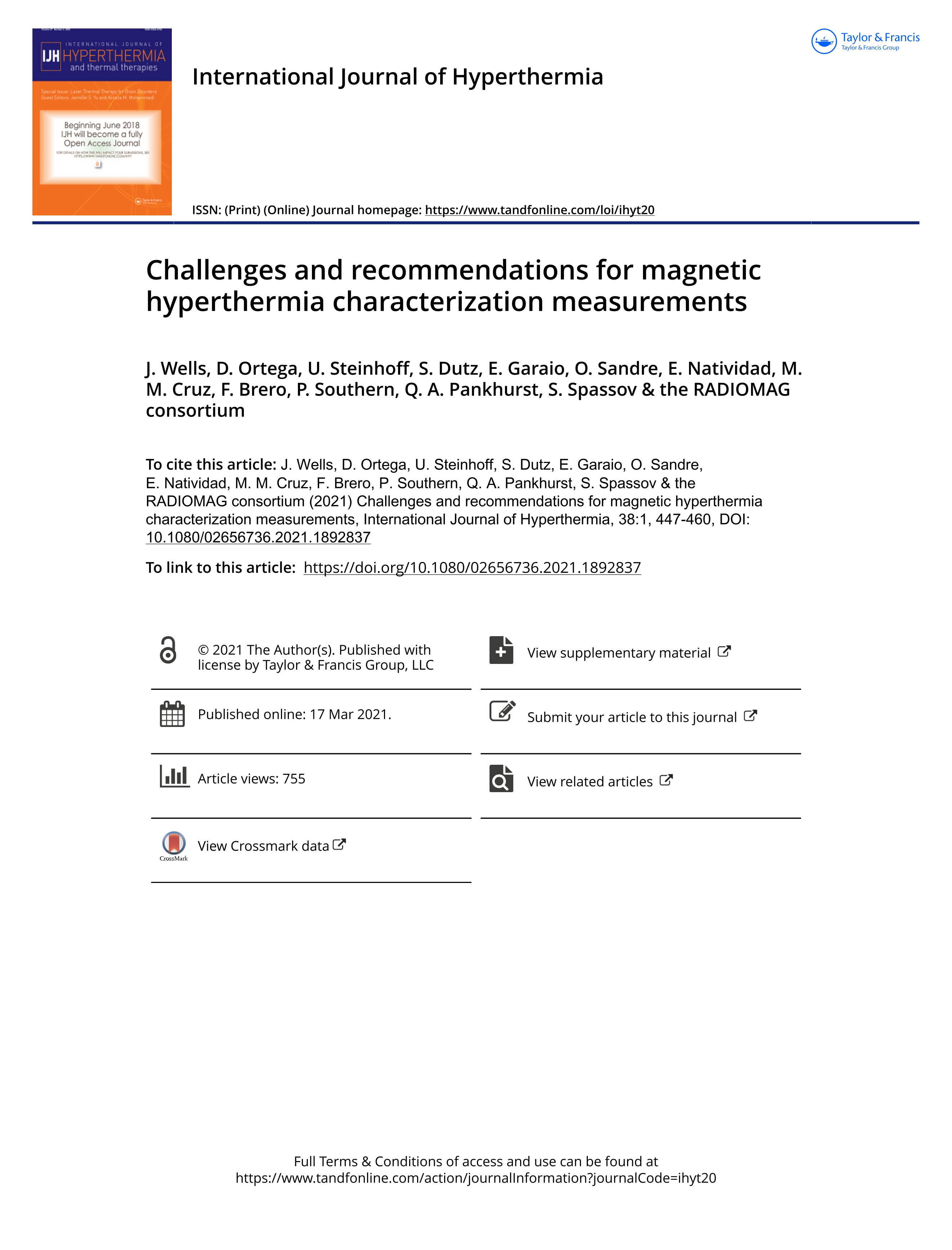 Challenges and recommendations for magnetic hyperthermia characterization measurements