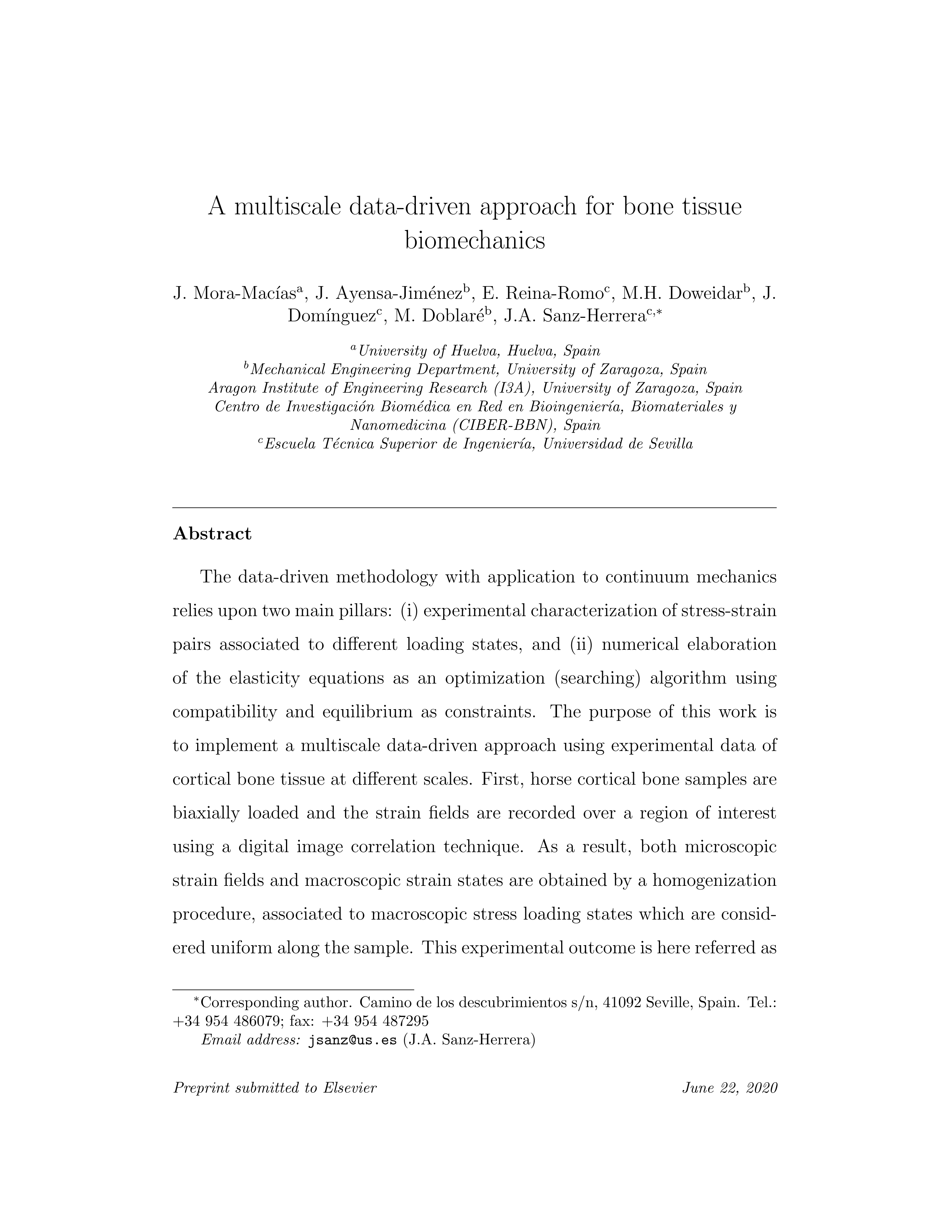 A multiscale data-driven approach for bone tissue biomechanics