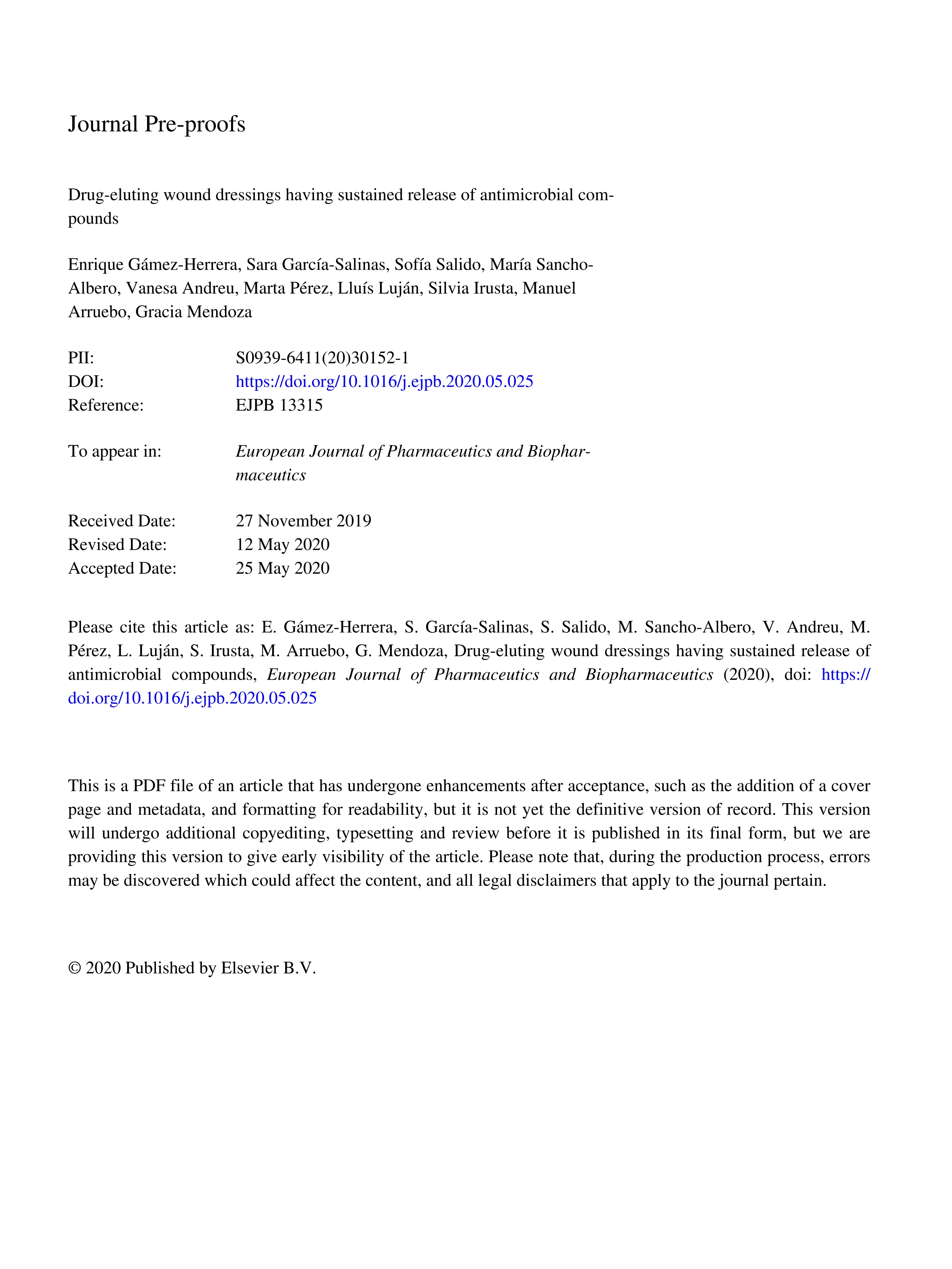 Drug-eluting wound dressings having sustained release of antimicrobial compounds