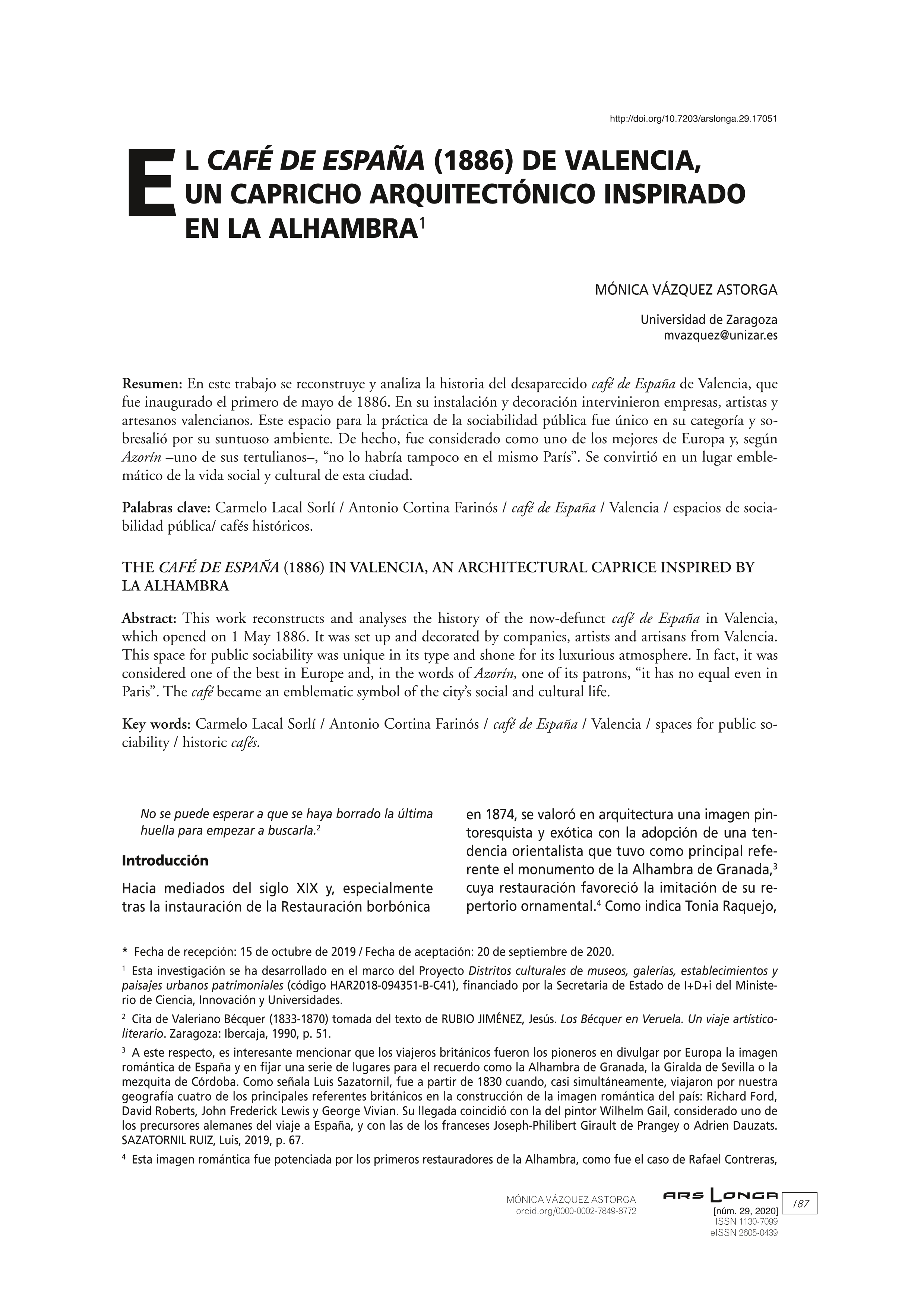El café de España (1886) de Valencia, un capricho arquitectónico inspirado en La Alhambra