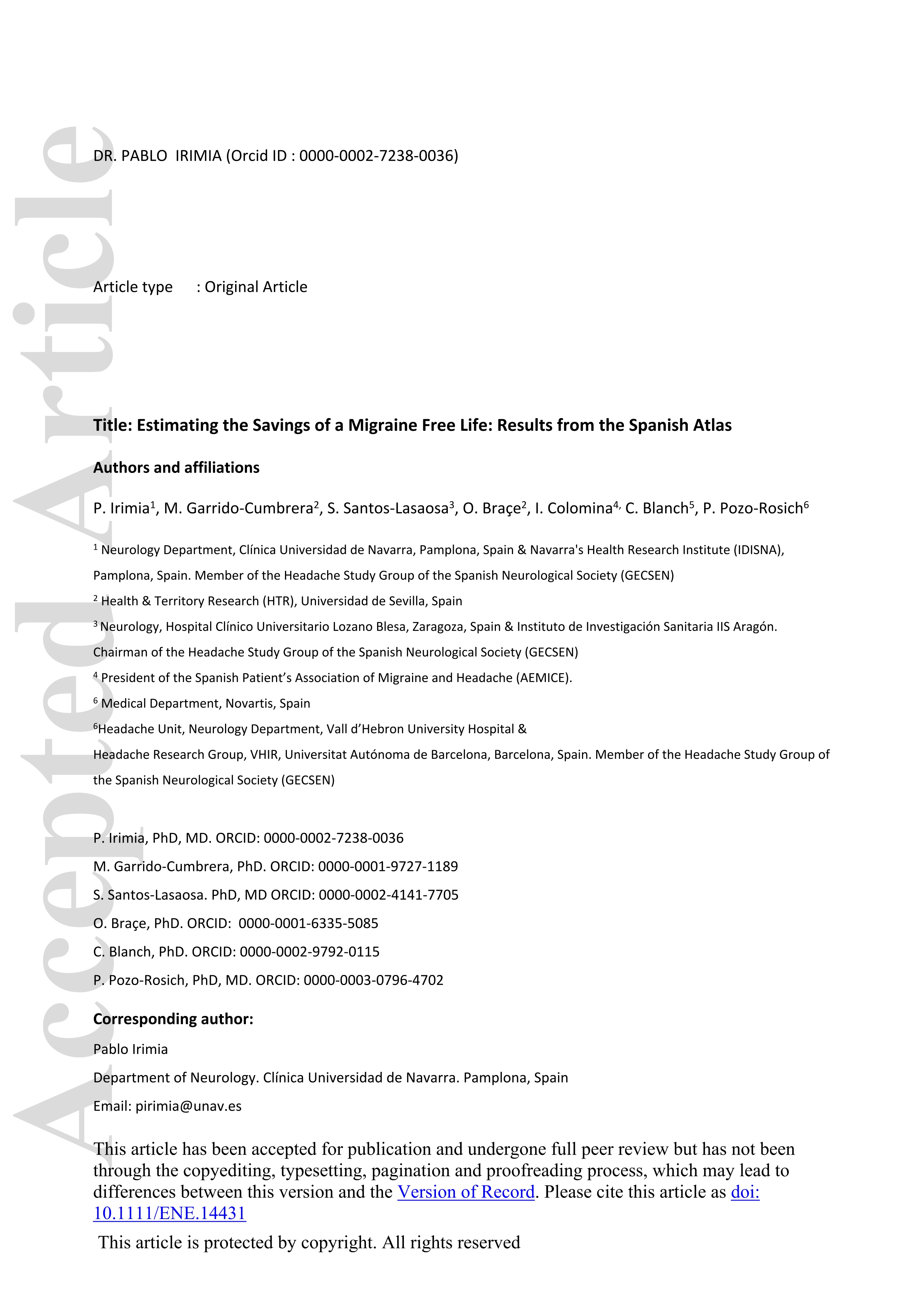 Estimating the savings associated with a migraine-free life: results from the Spanish Atlas
