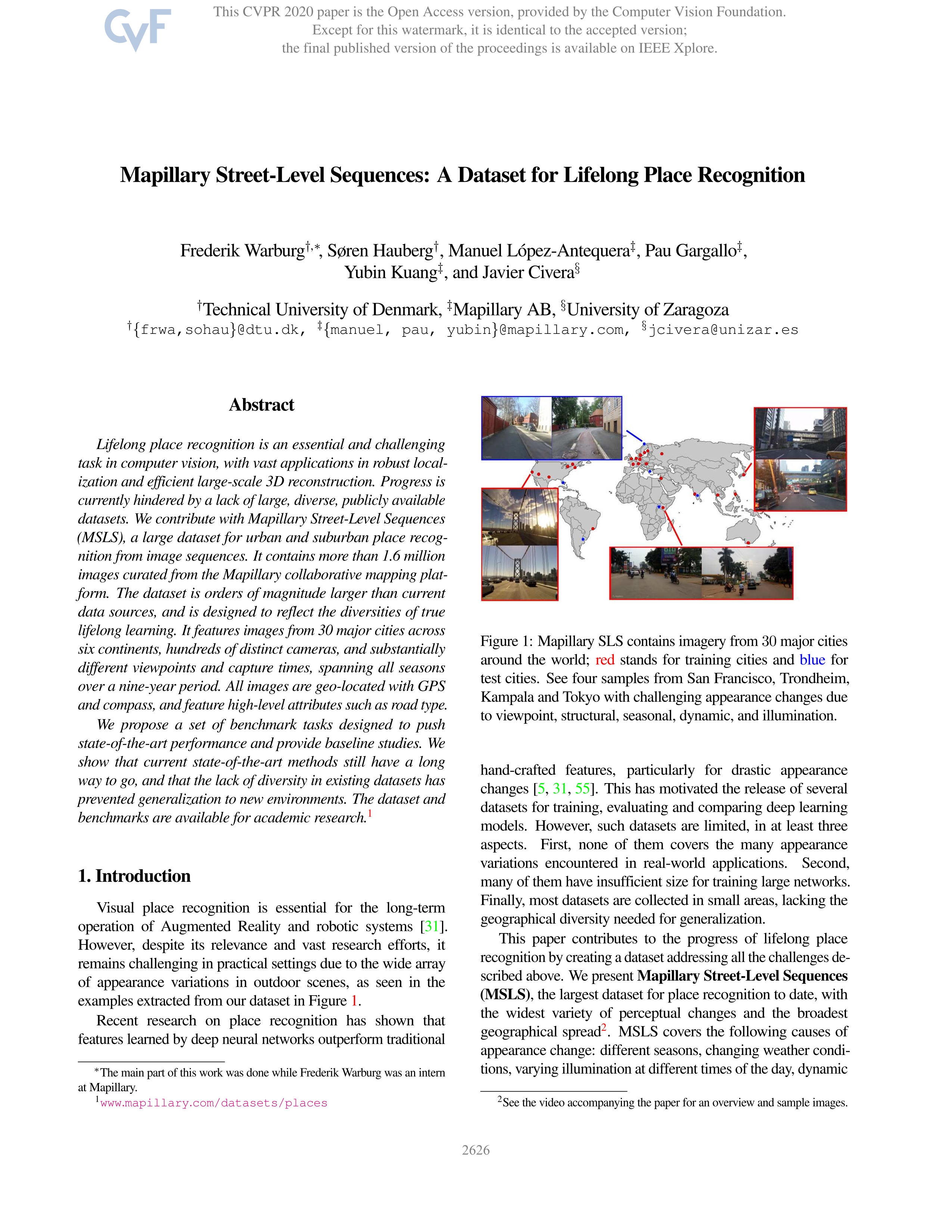 Mapillary street-level sequences: A dataset for lifelong place recognition