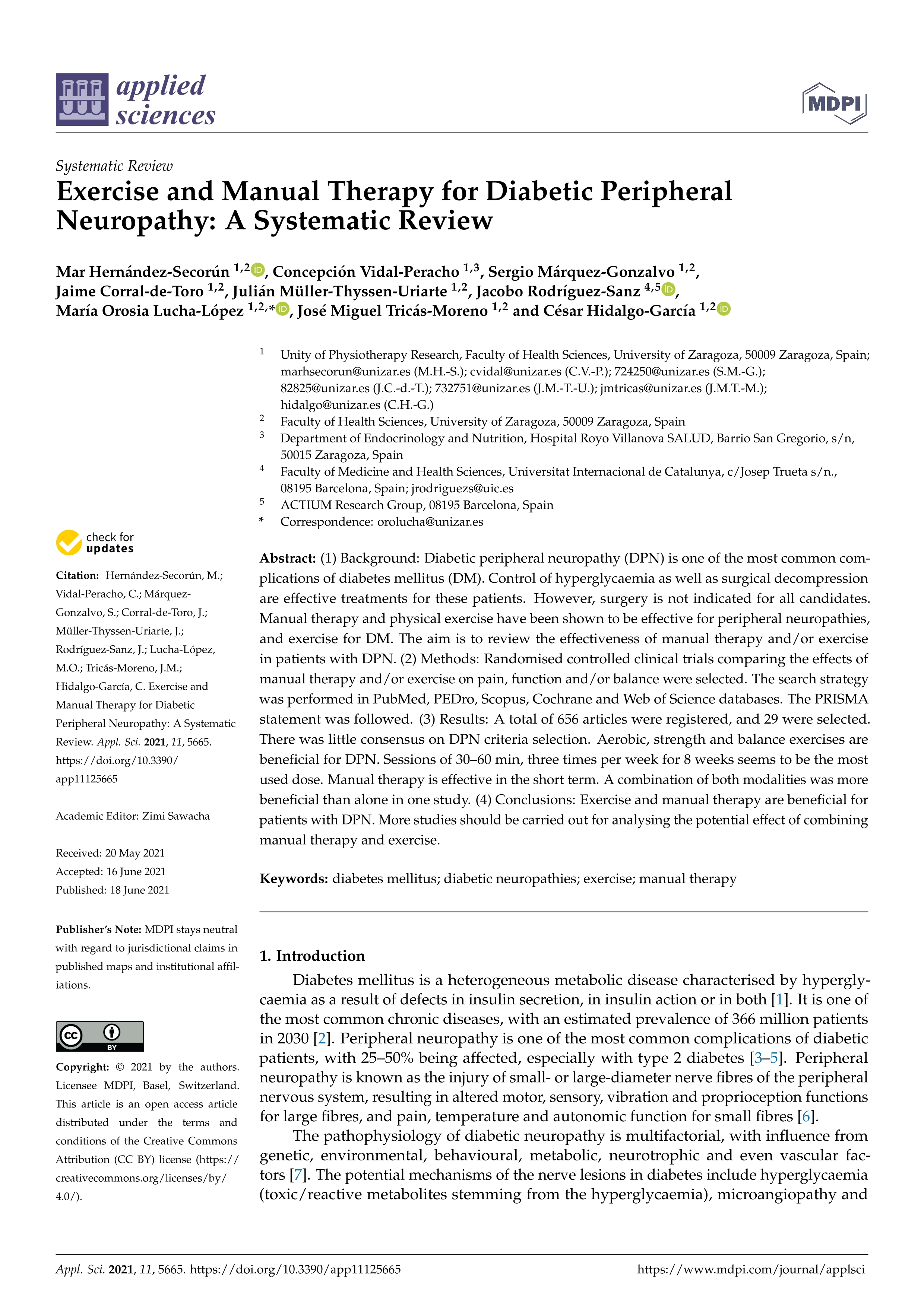 Exercise and manual therapy for diabetic peripheral neuropathy: a systematic review