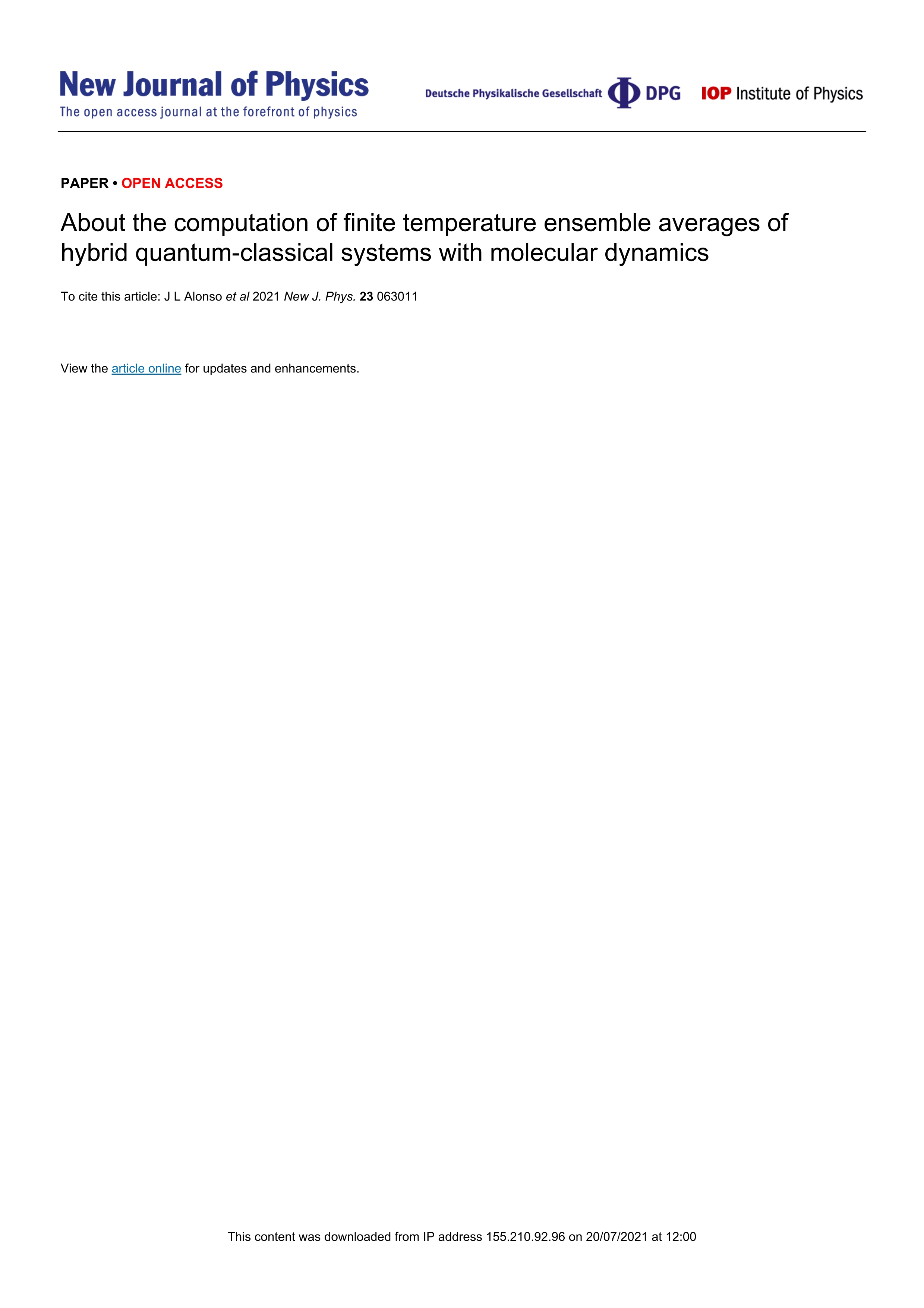 About the computation of finite temperature ensemble averages of hybrid quantum-classical systems with molecular dynamics