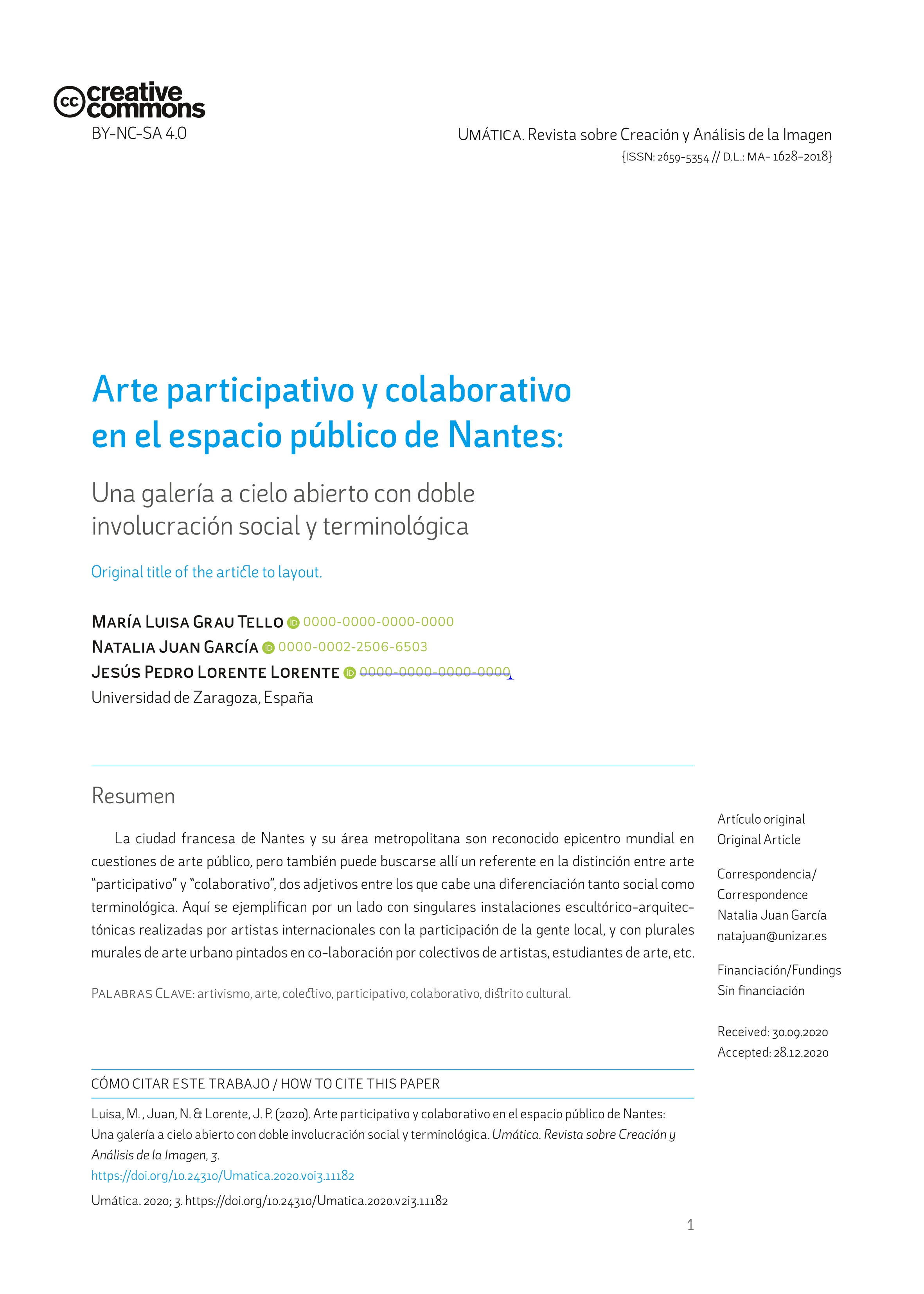 Arte participativo y colaborativo en el espacio público de Nantes: Una galería a cielo abierto con doble involucración social y terminológica