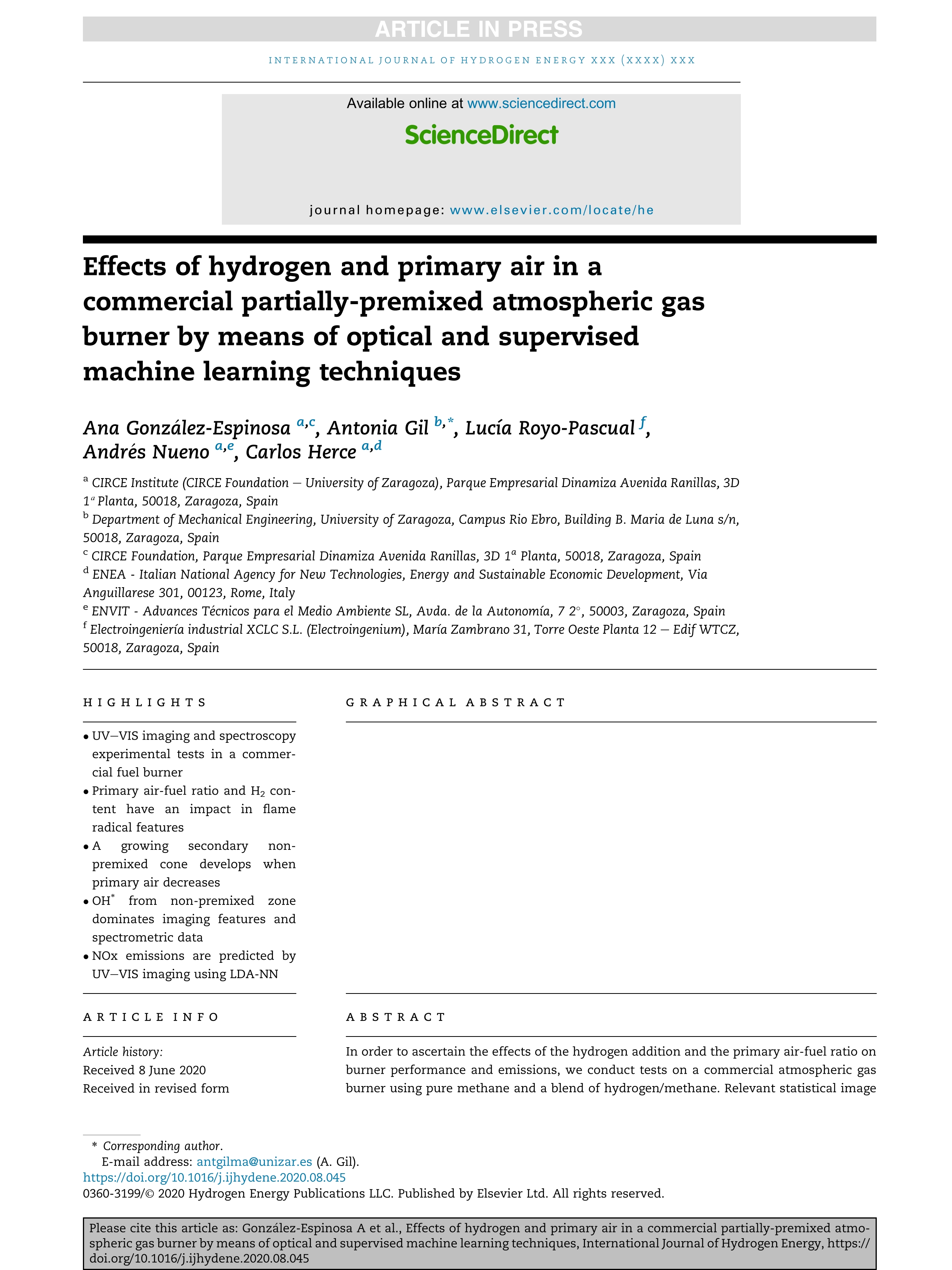 Effects of hydrogen and primary air in a commercial partially-premixed atmospheric gas burner by means of optical and supervised machine learning techniques