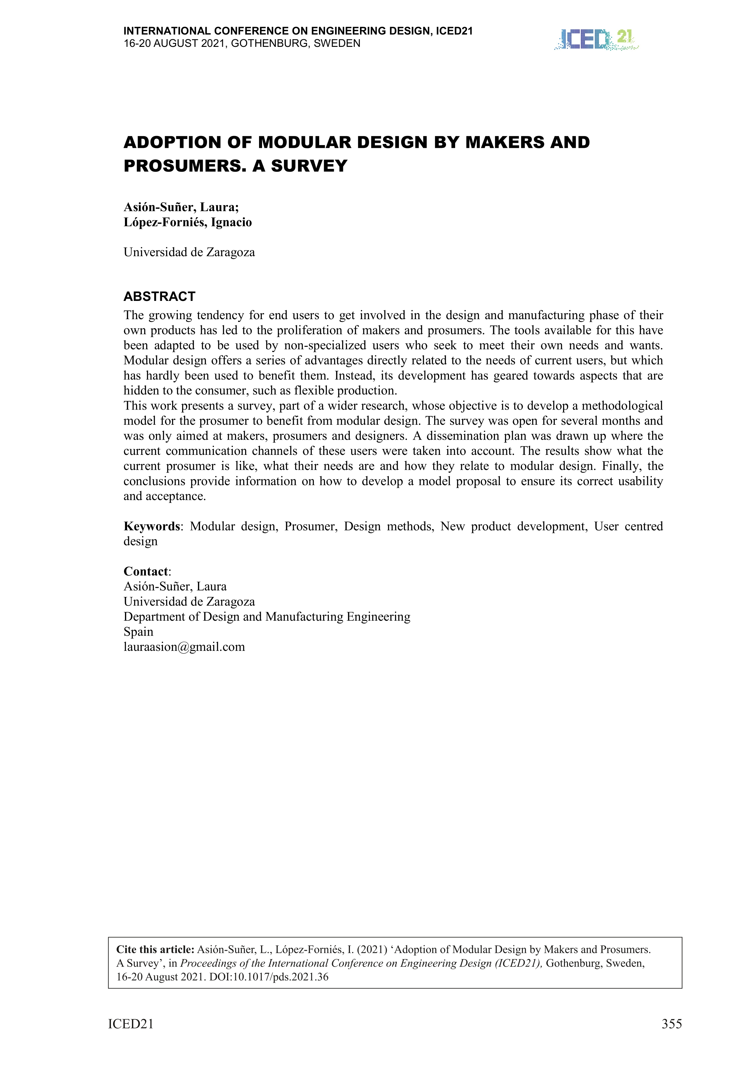 Adoption of modular design by makers and prosumers. A survey