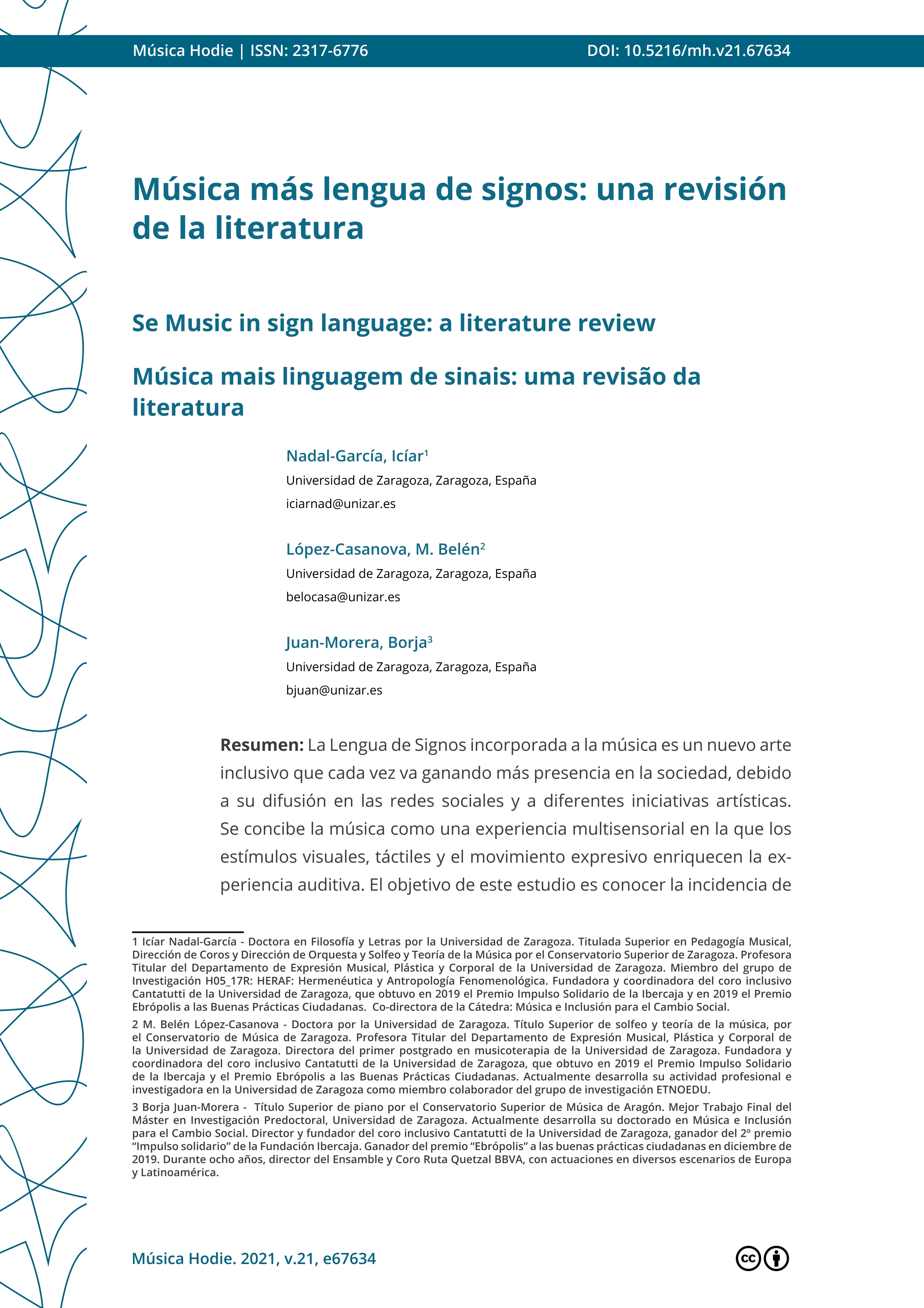 Música más lengua de signos: una revisión de la literatura