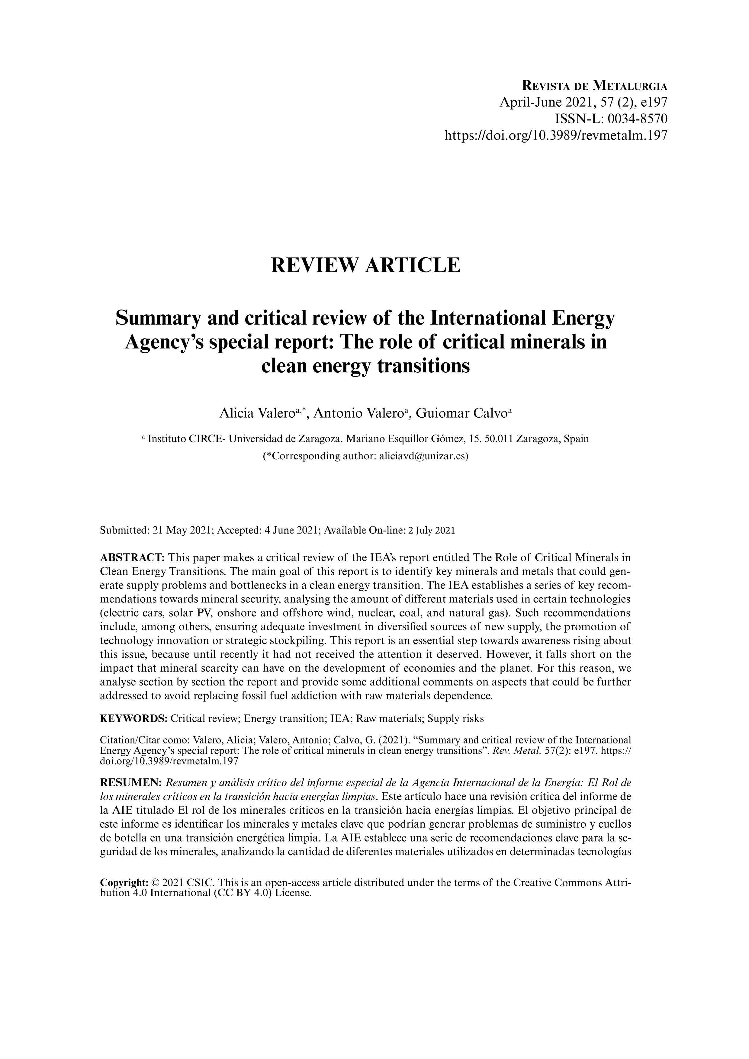 Resumen y análisis crítico del informe especial de la Agencia Internacional de la Energía: El Rol de los minerales críticos en la transición hacia energías limpias
