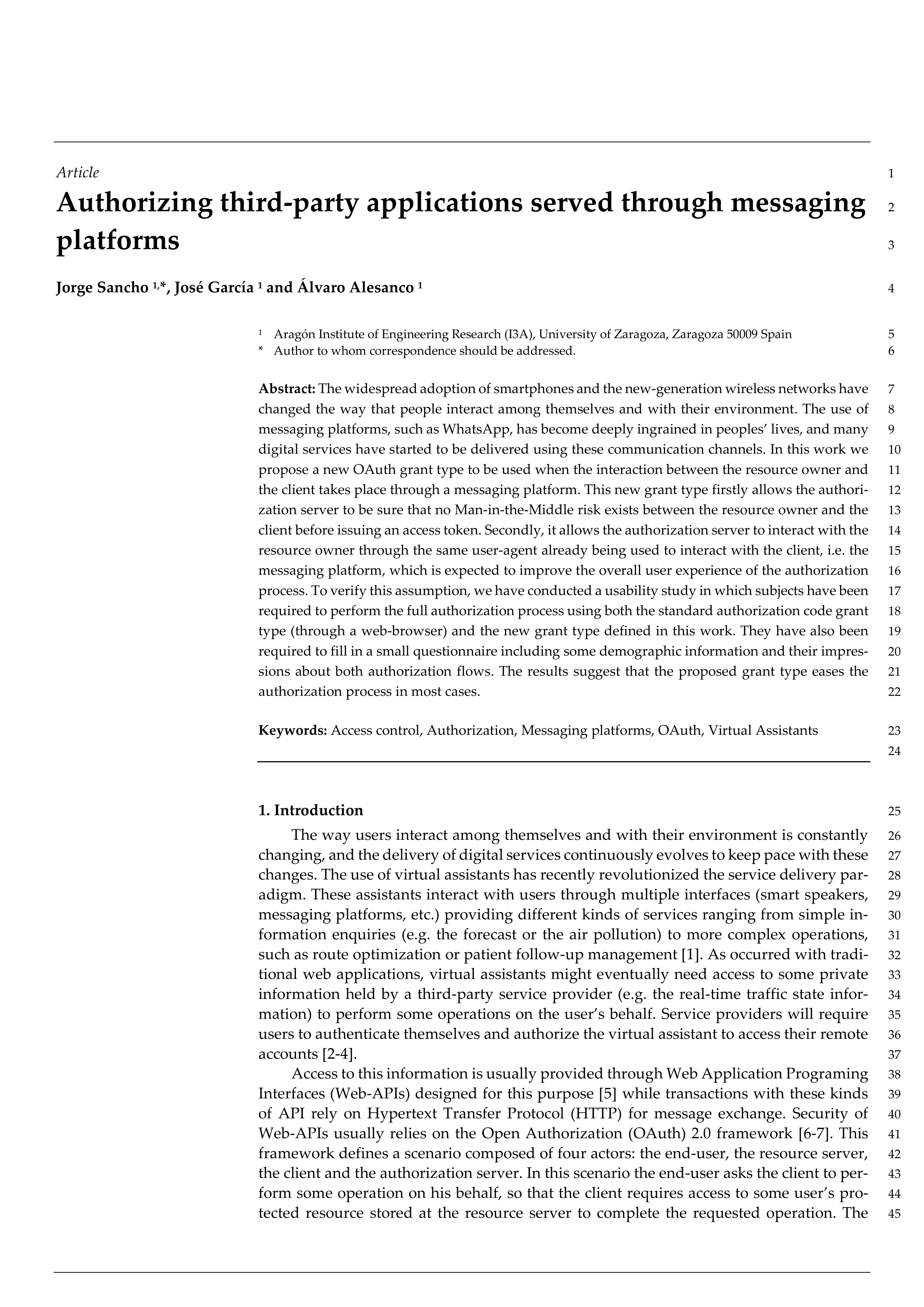 Authorizing Third-Party Applications Served through Messaging Platforms