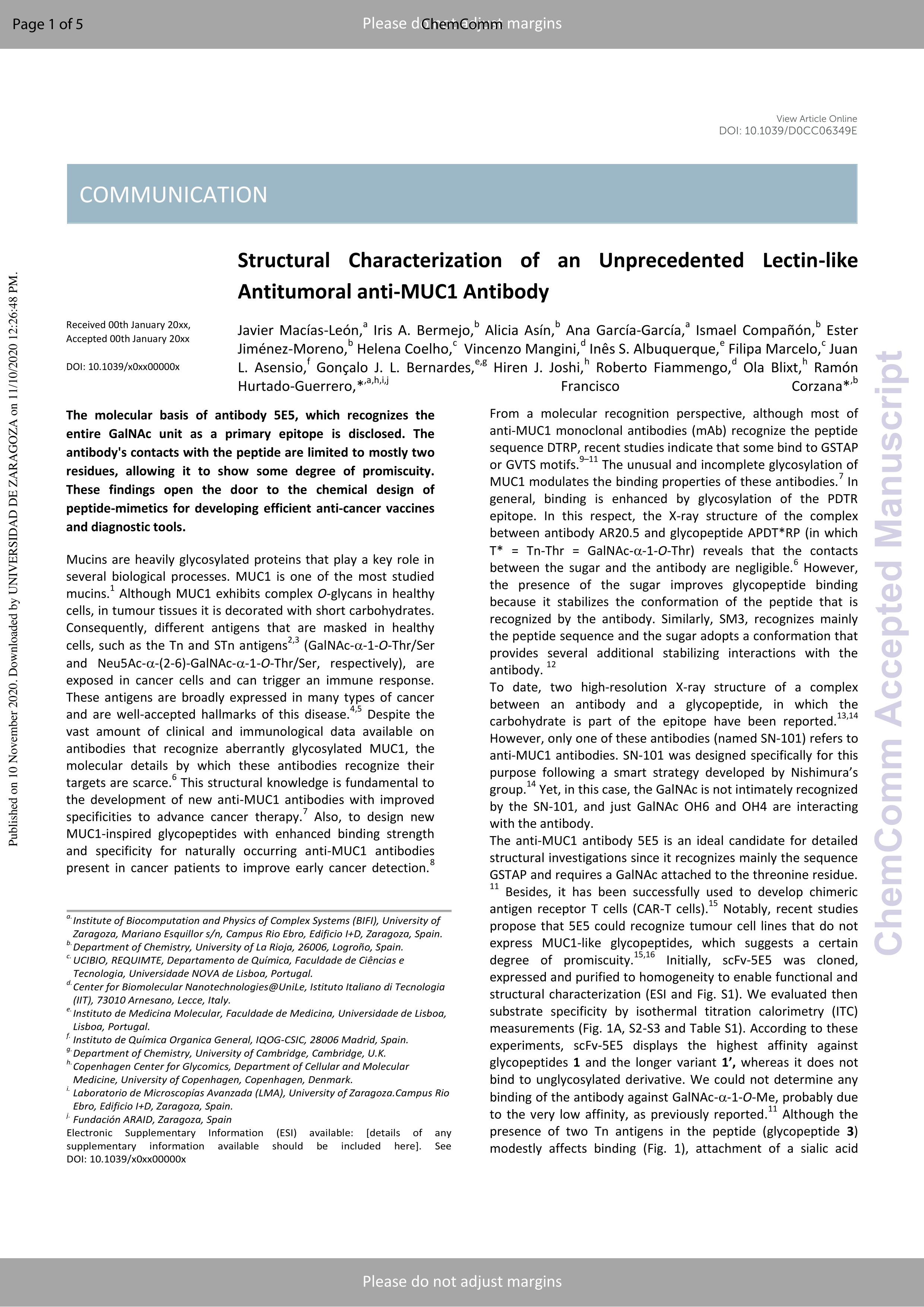 Structural characterization of an unprecedented lectin-like antitumoral anti-MUC1 antibody
