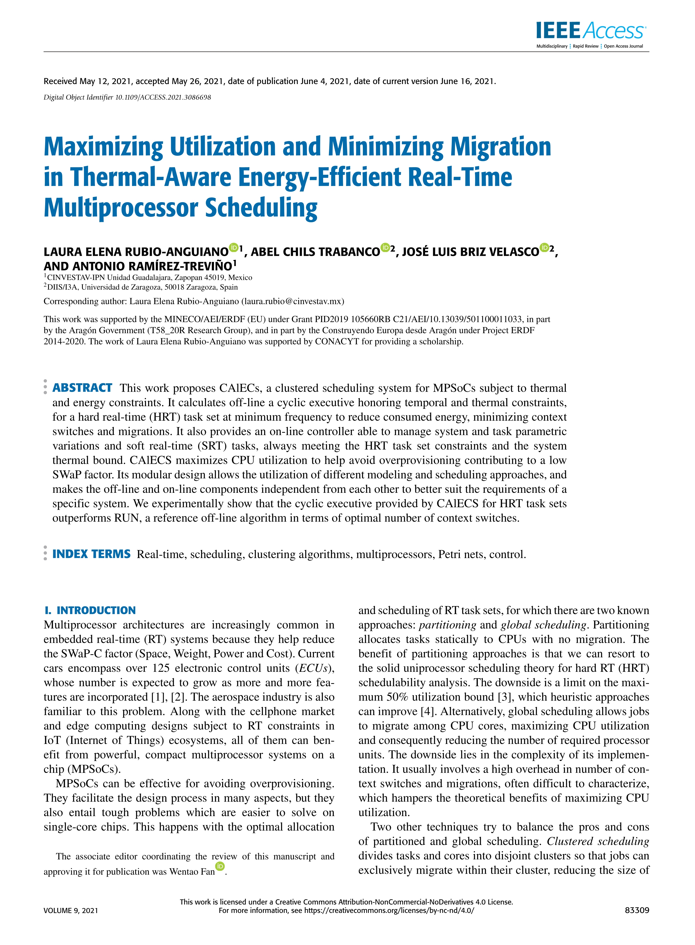 Maximizing utilization and minimizing migration in thermal-aware energy-efficient real-time multiprocessor scheduling