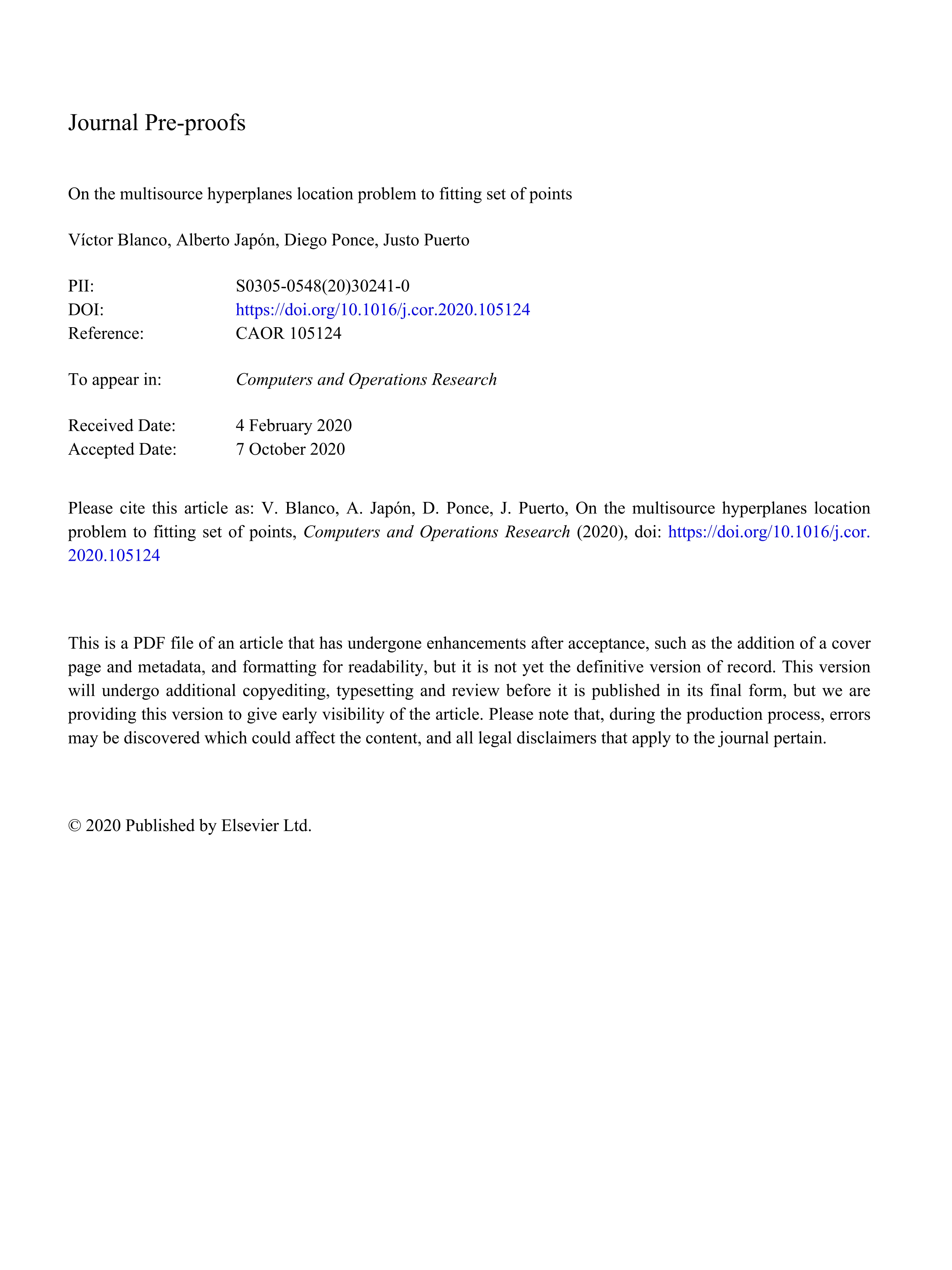 On the multisource hyperplanes location problem to fitting set of points