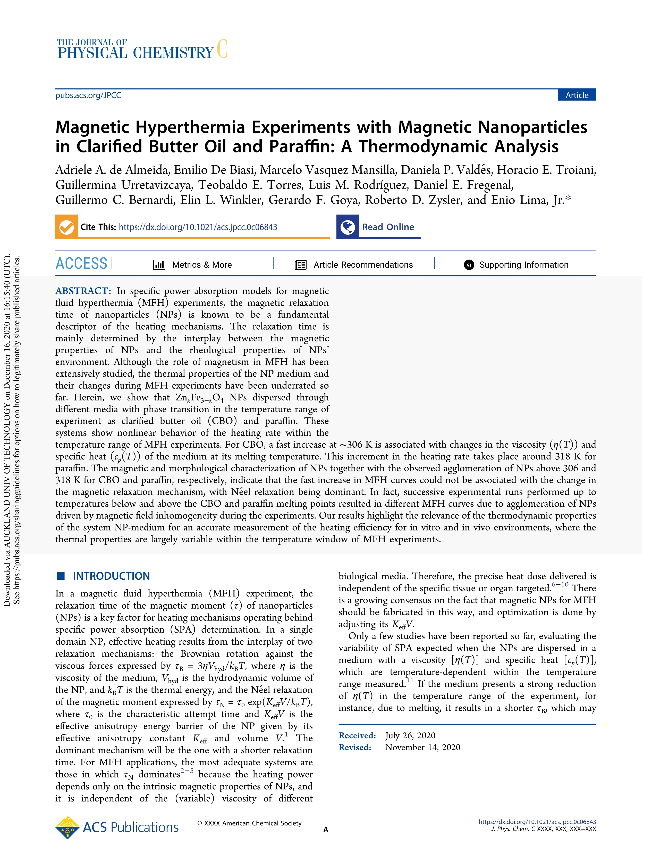 Magnetic hyperthermia experiments with magnetic nanoparticles in clarified butter oil and paraffin: A thermodynamic analysis