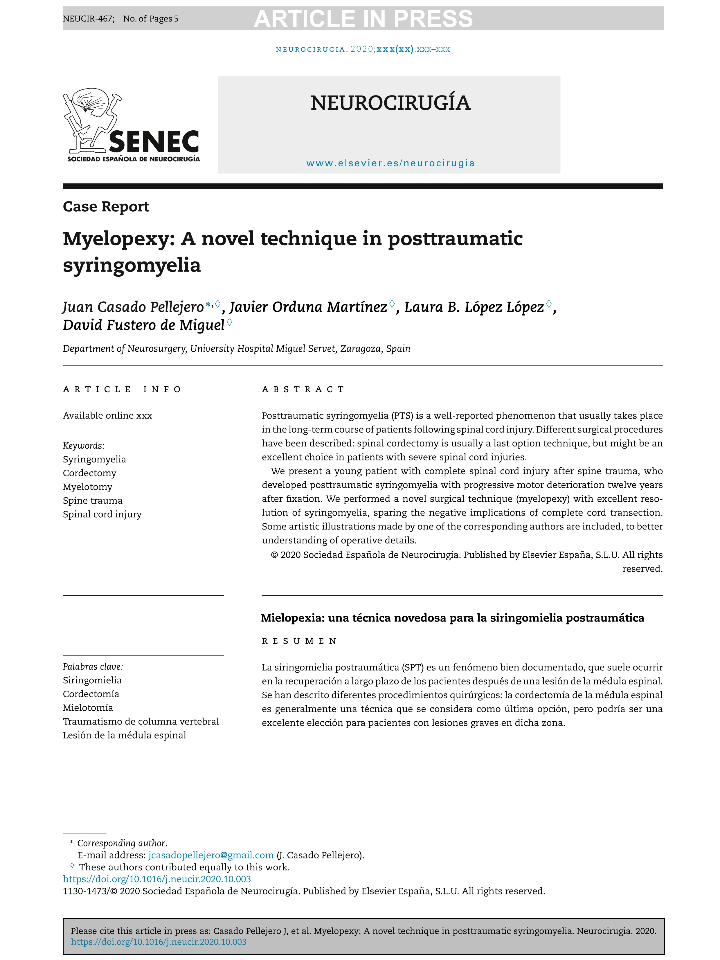 Myelopexy: A novel technique in posttraumatic syringomyelia