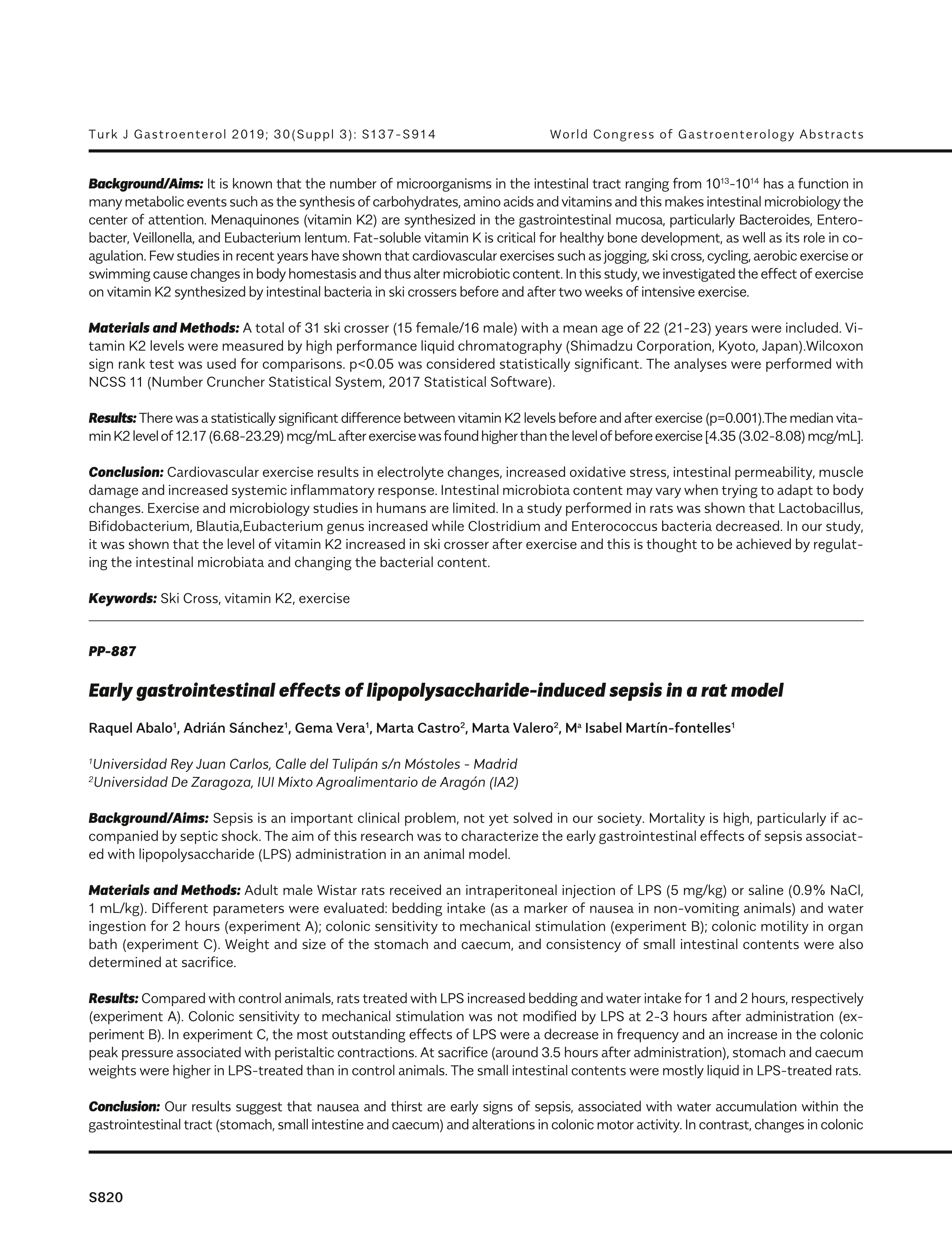 Early gastrointestinal effects of lipopolysaccharide-induced sepsis in a rat model