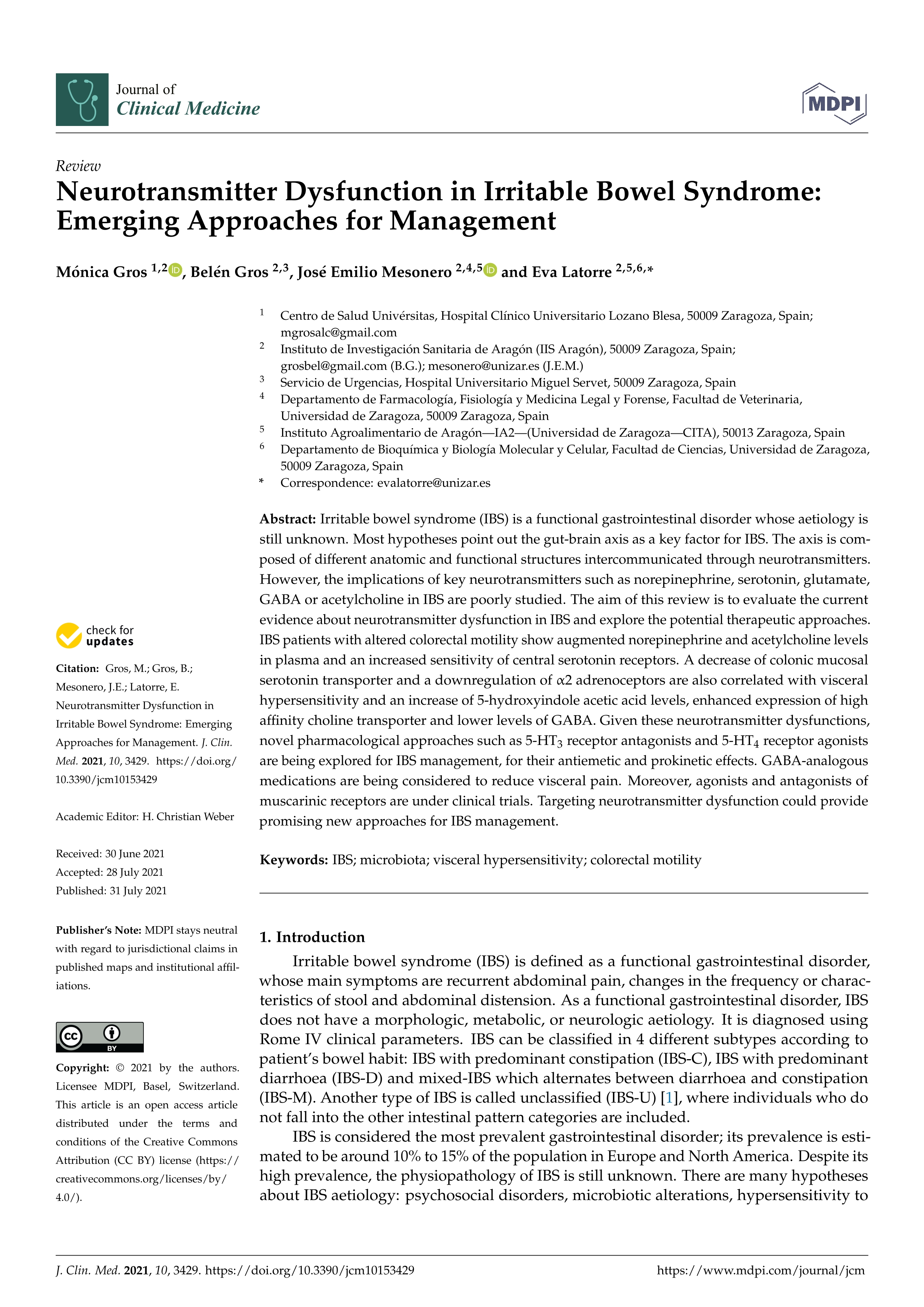 Neurotransmitter Dysfunction in Irritable Bowel Syndrome: Emerging Approaches for Management