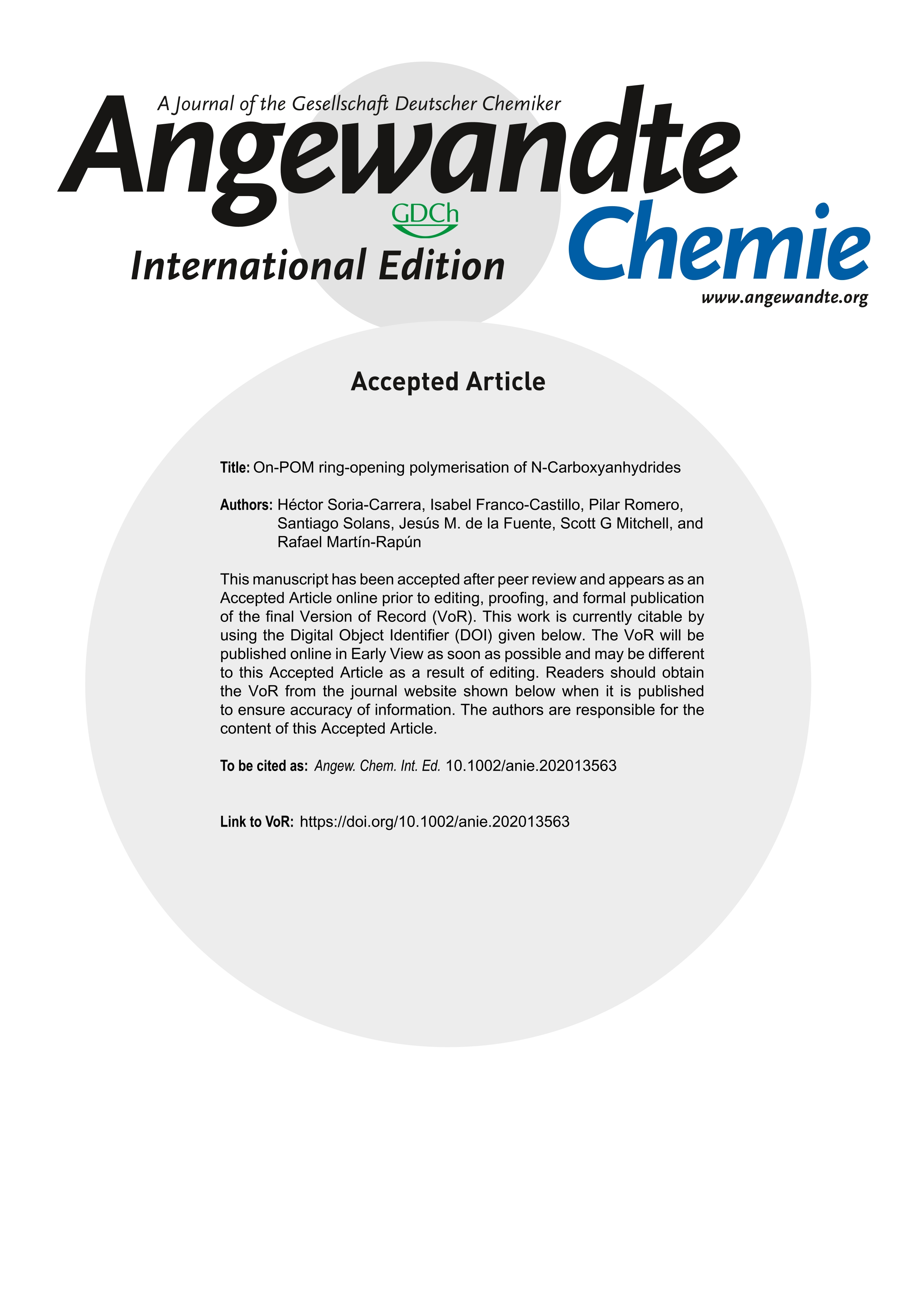 On-POM Ring-Opening Polymerisation of N-Carboxyanhydrides