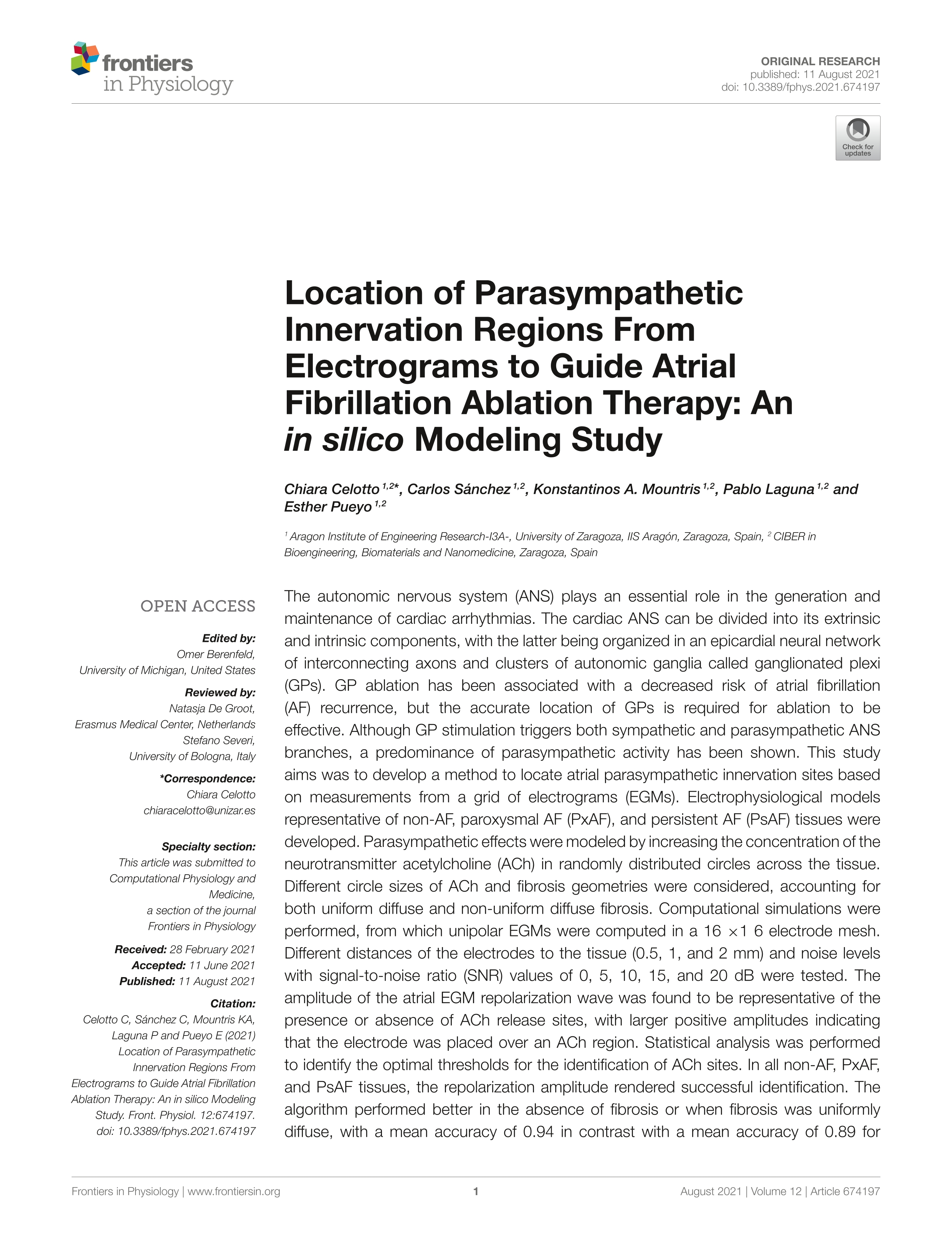 Location of parasympathetic innervation regions from electrograms to guide atrial fibrillation ablation therapy: an in silico modeling study