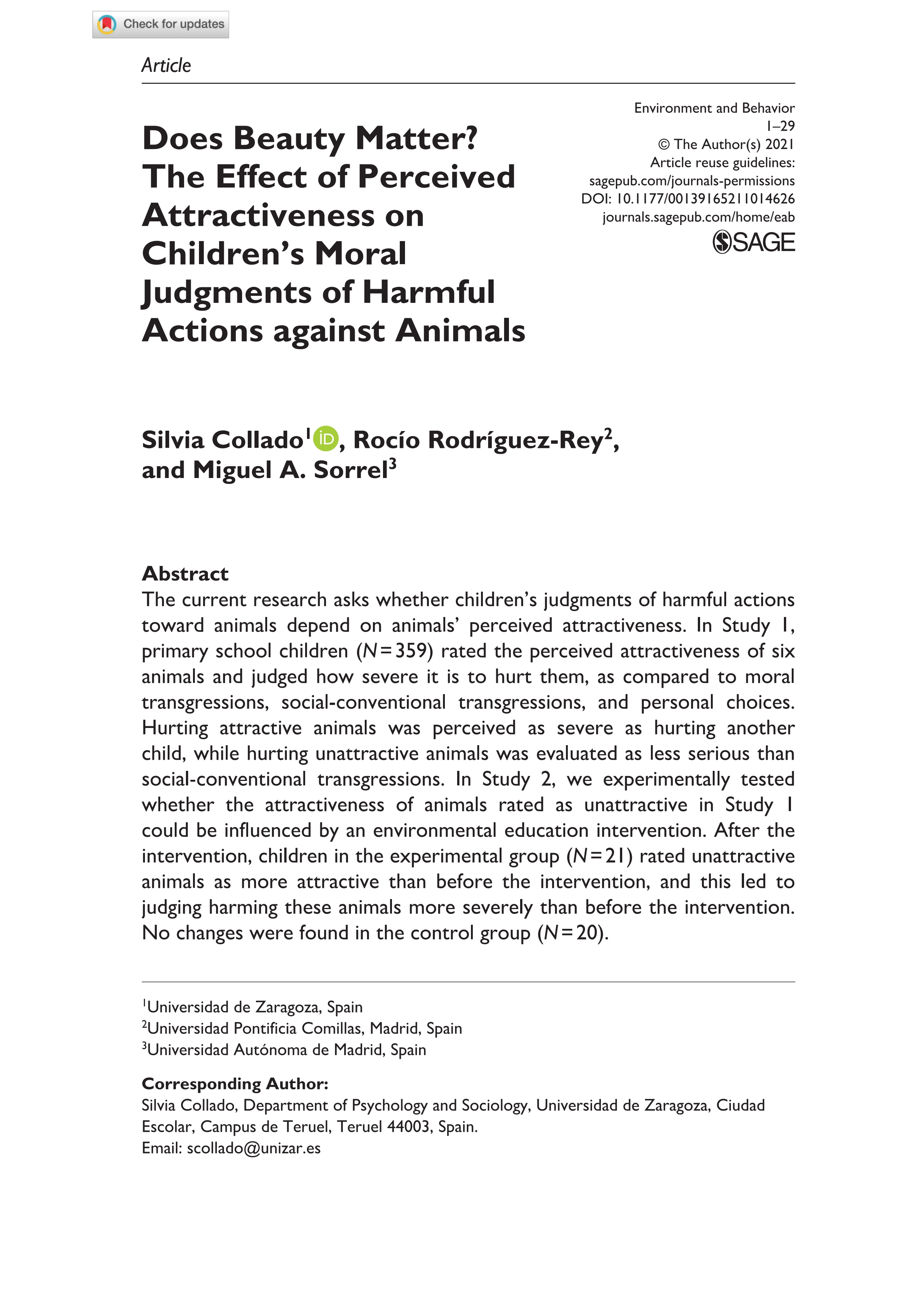 Does beauty matter? the effect of perceived attractiveness on children’s moral judgments of harmful actions against animals