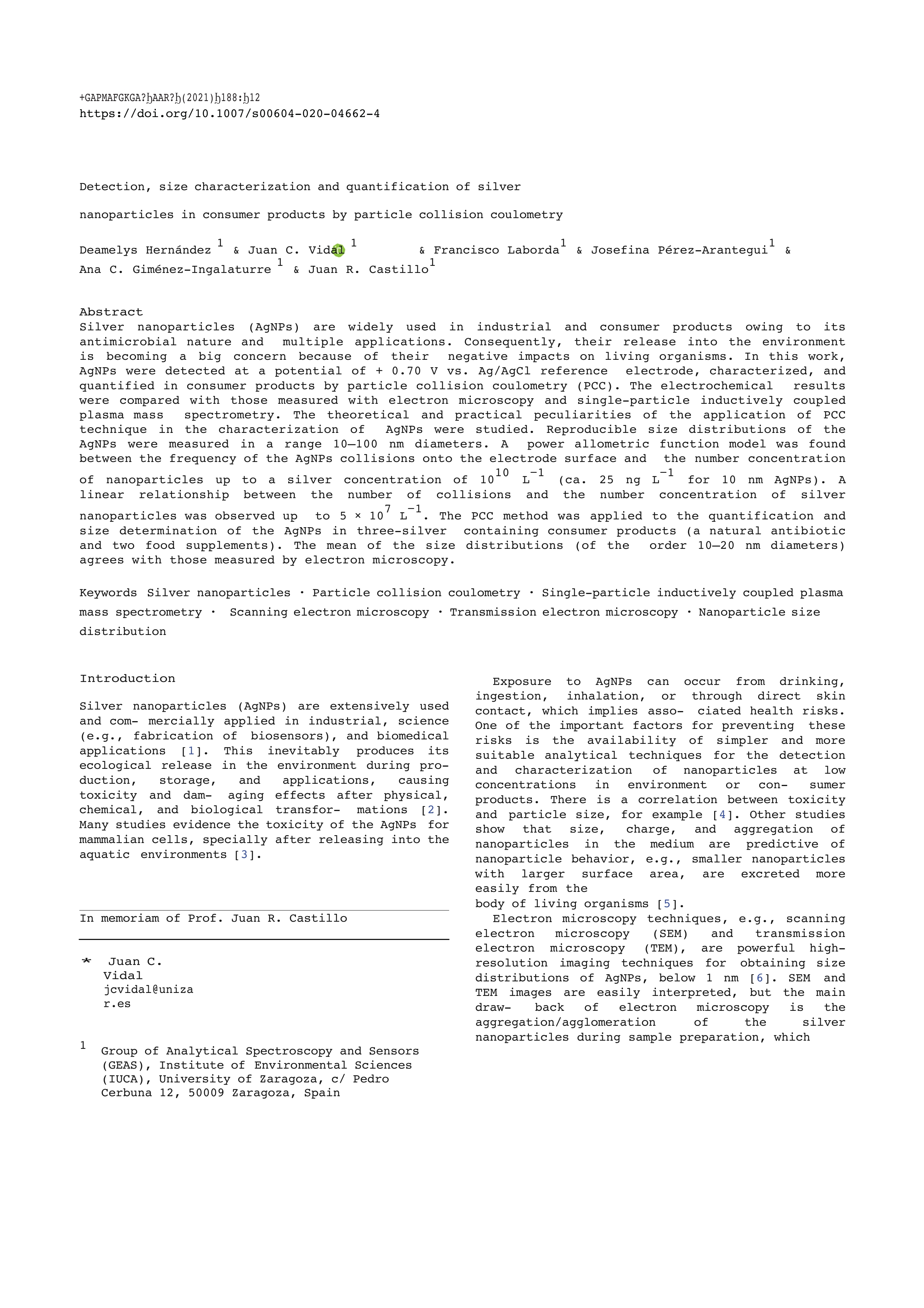 Detection, size characterization and quantification of silver nanoparticles in consumer products by particle collision coulometry