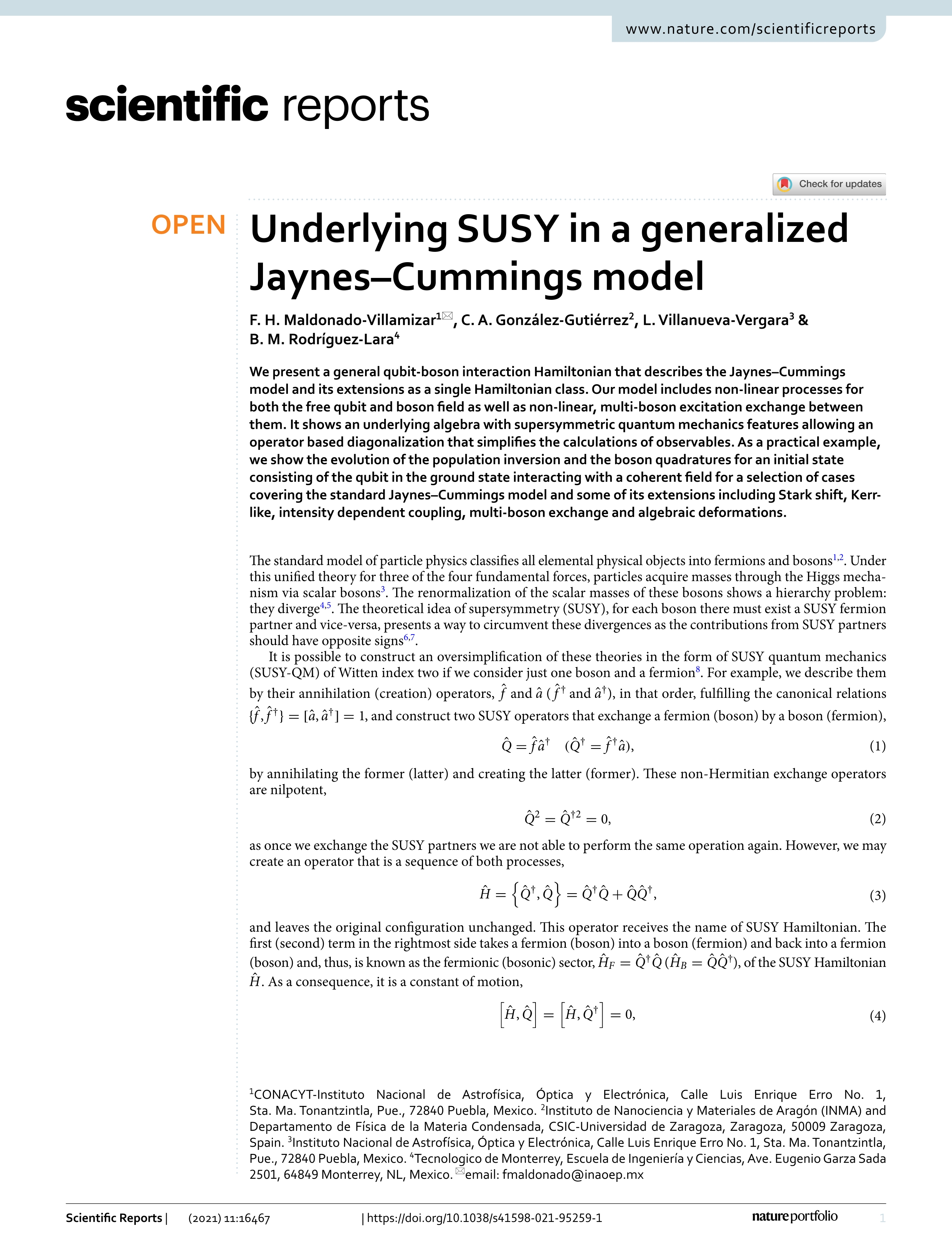 Underlying SUSY in a generalized Jaynes–Cummings model