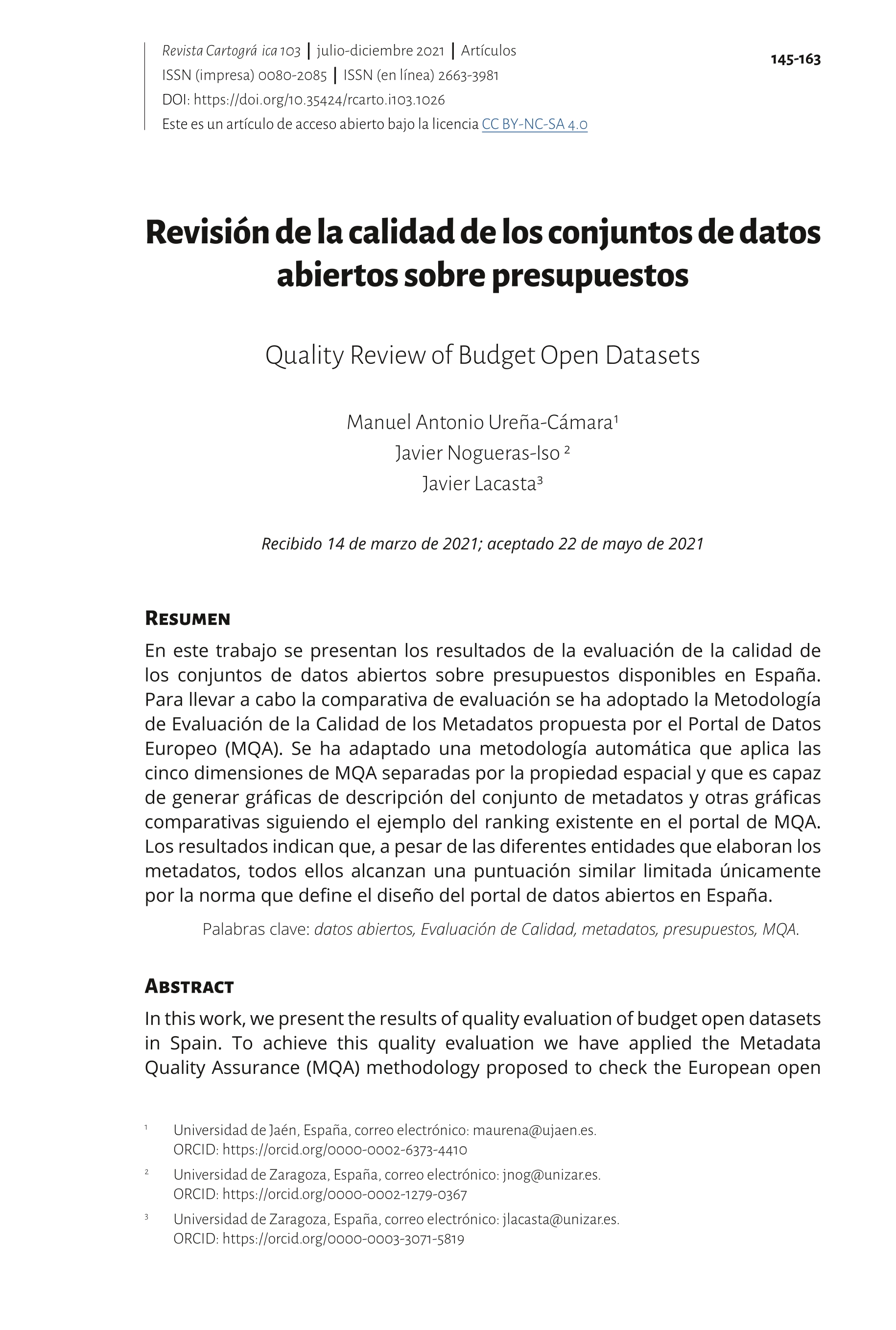 Revisión de la calidad de los conjuntos de datos abiertos sobre presupuestos