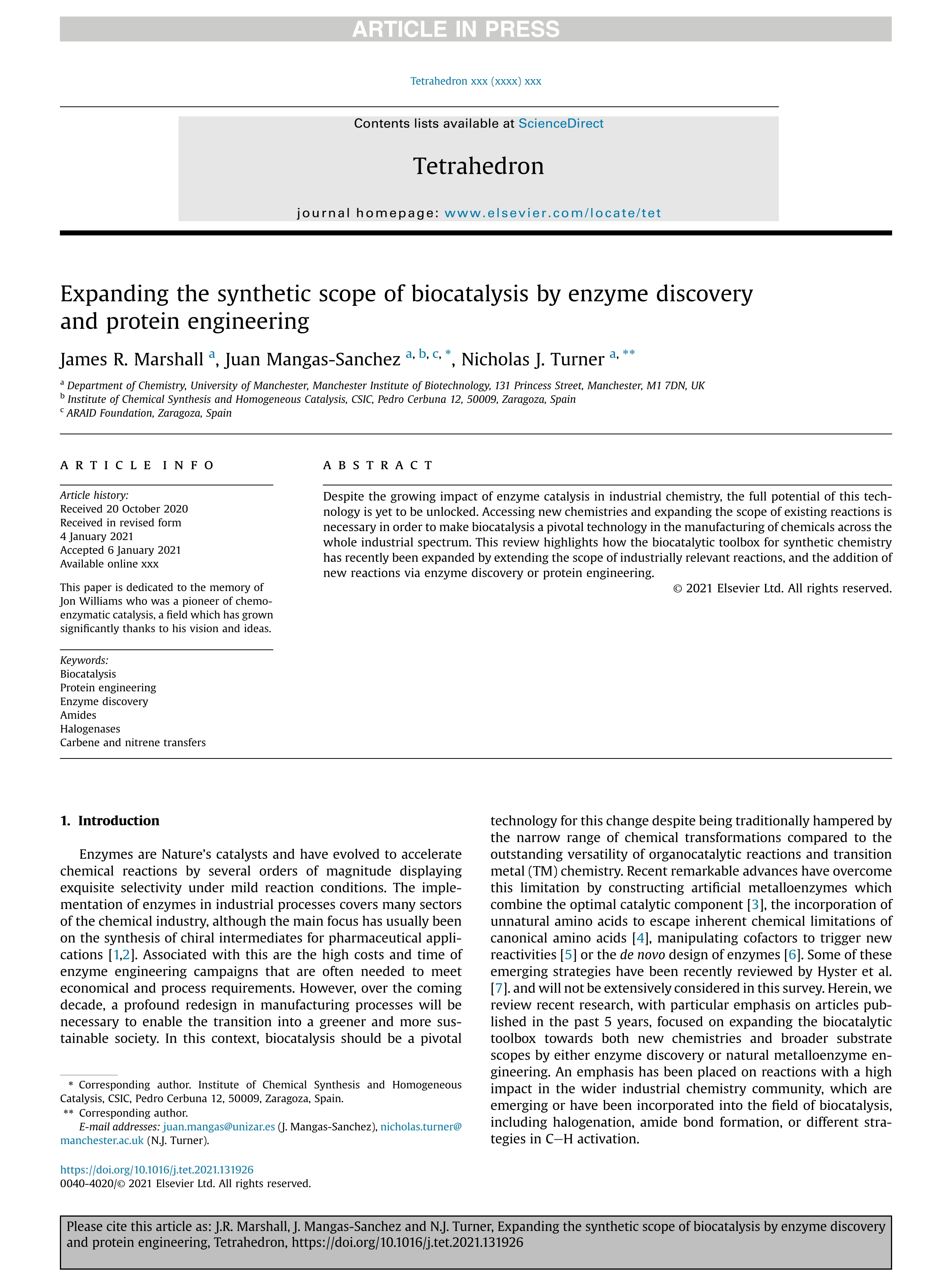 Expanding the synthetic scope of biocatalysis by enzyme discovery and protein engineering