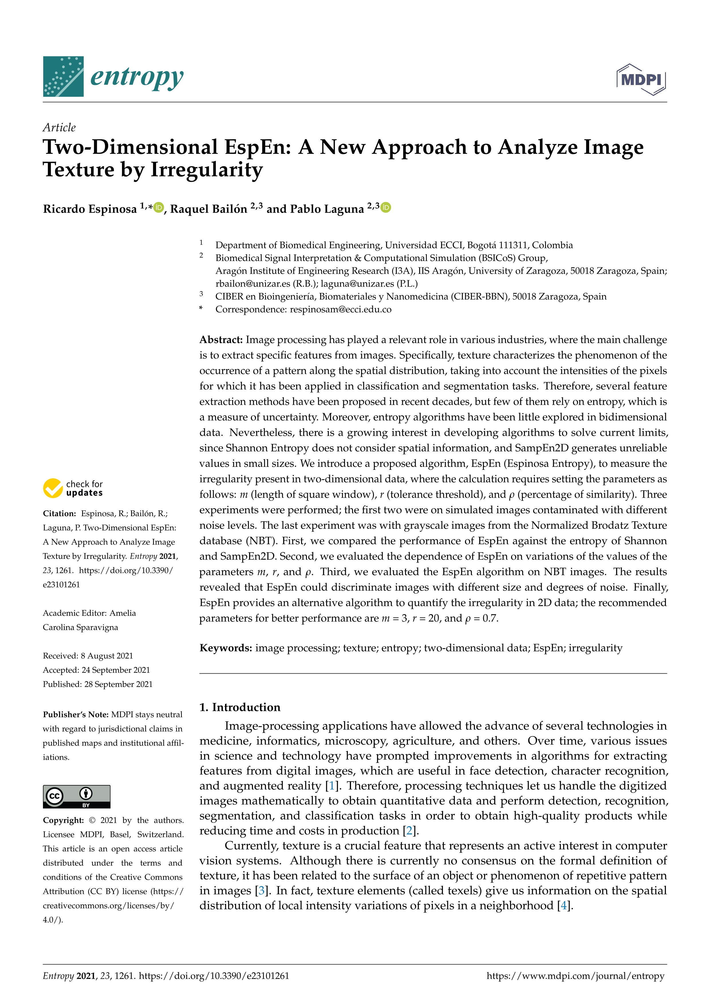 Two-Dimensional EspEn: A New Approach to Analyze Image Texture by Irregularity