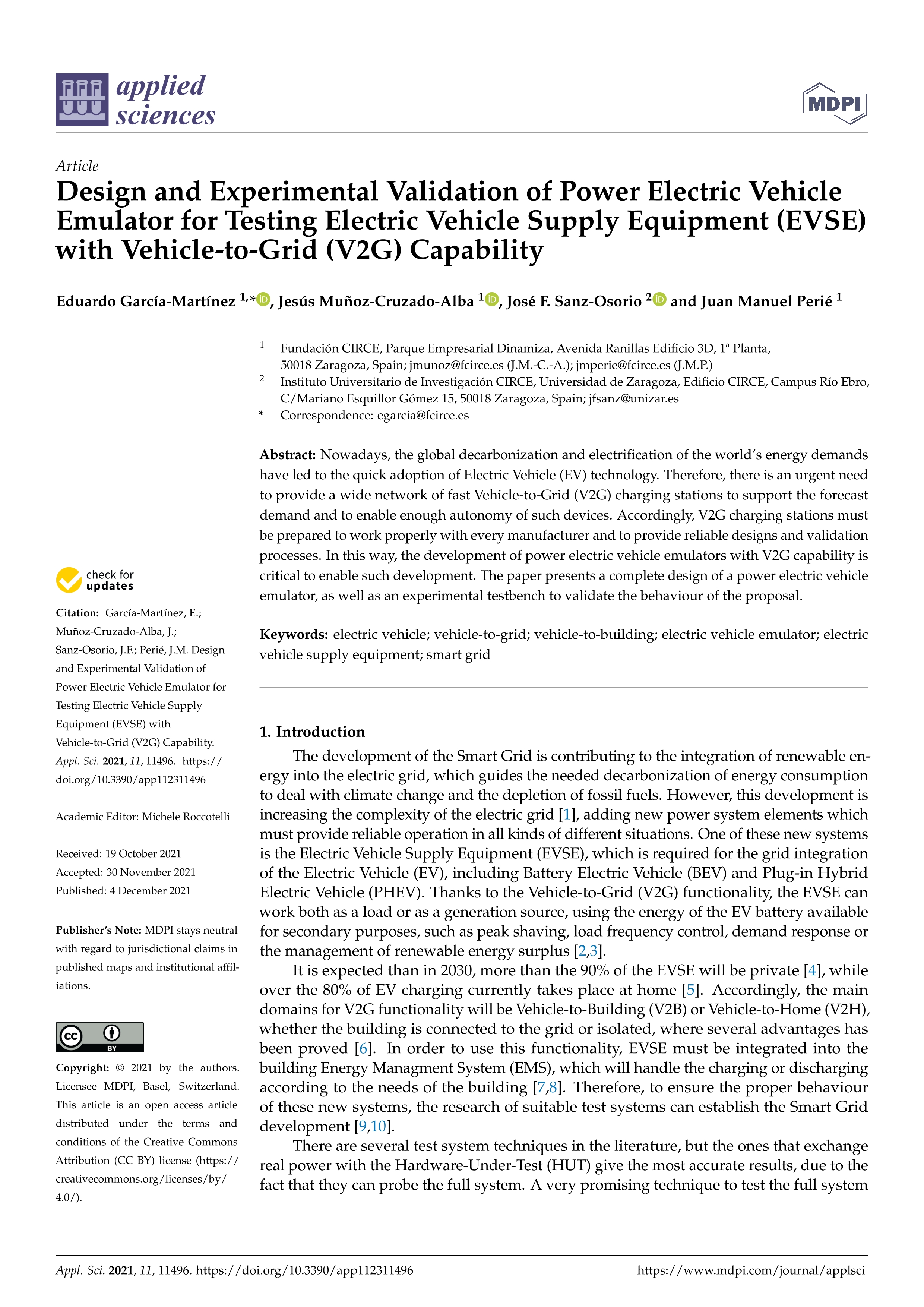 Design and Experimental Validation of Power Electric Vehicle Emulator for Testing Electric Vehicle Supply Equipment (EVSE) with Vehicle-to-Grid (V2G) Capability
