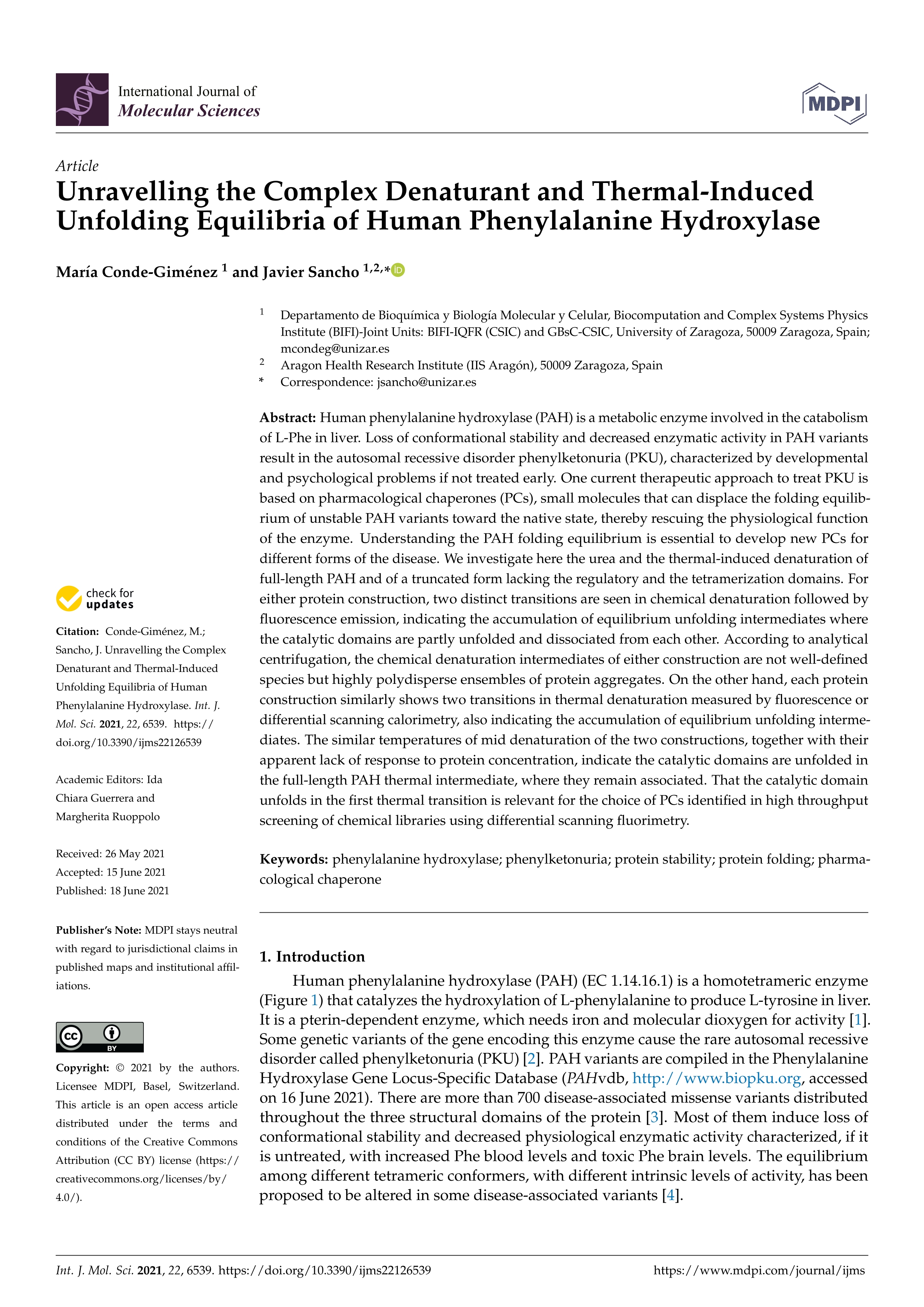 Unravelling the Complex Denaturant and Thermal-Induced Unfolding Equilibria of Human Phenylalanine Hydroxylase