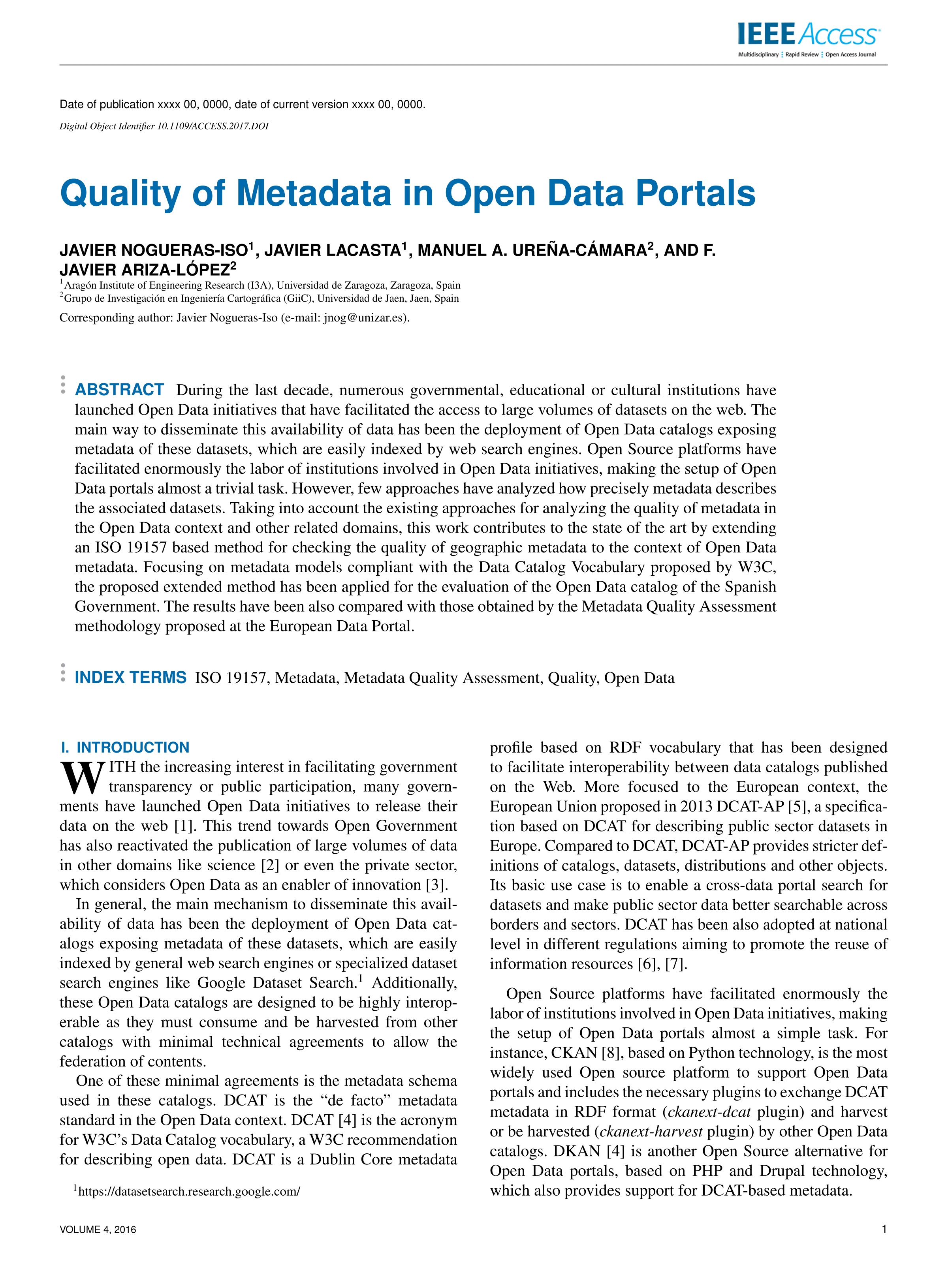 Quality of metadata in open data portals