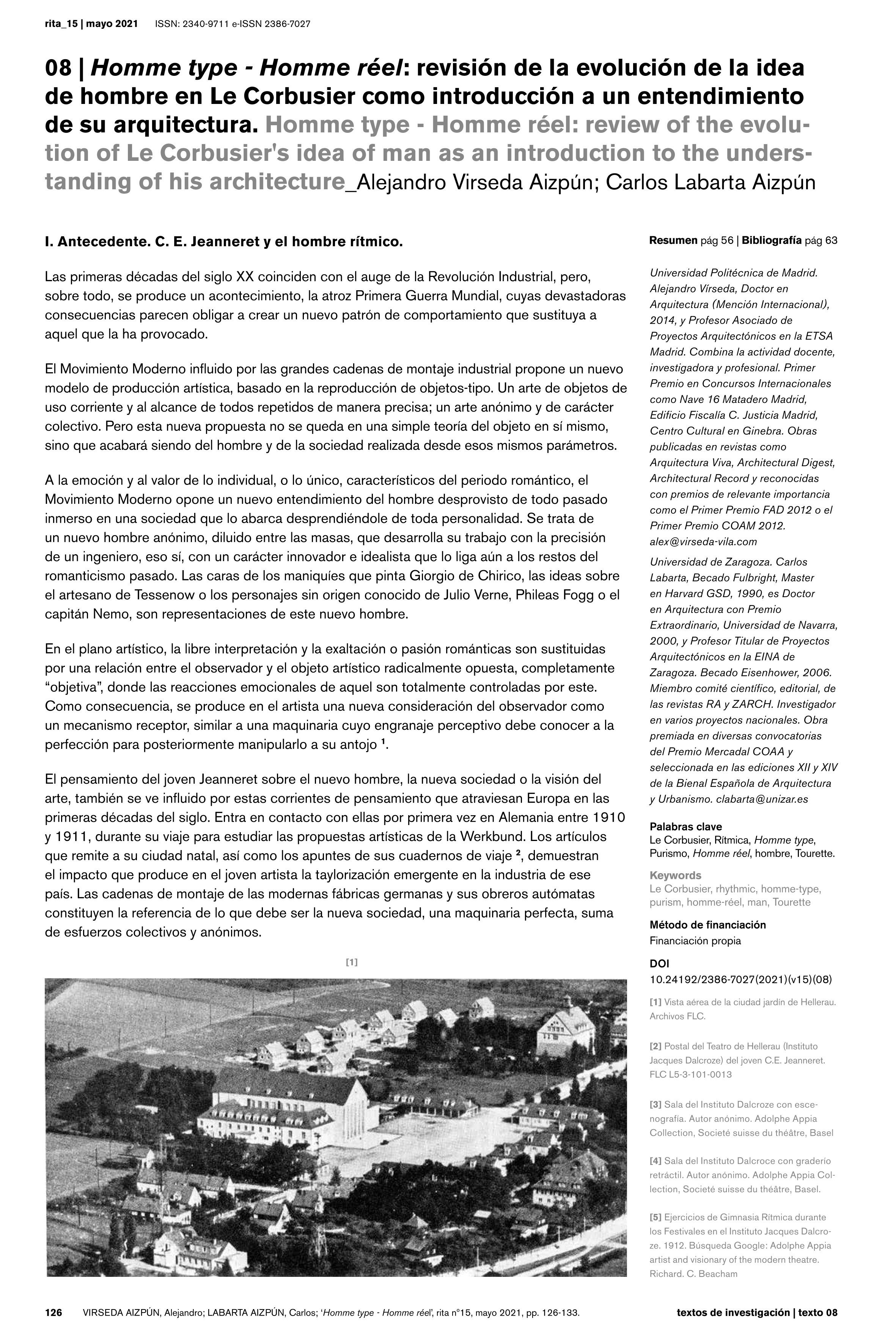 Homme type - Homme réel: revisión de la evolución de la idea de hombre en Le Corbusier como introducción a un entendimiento de su arquitectura