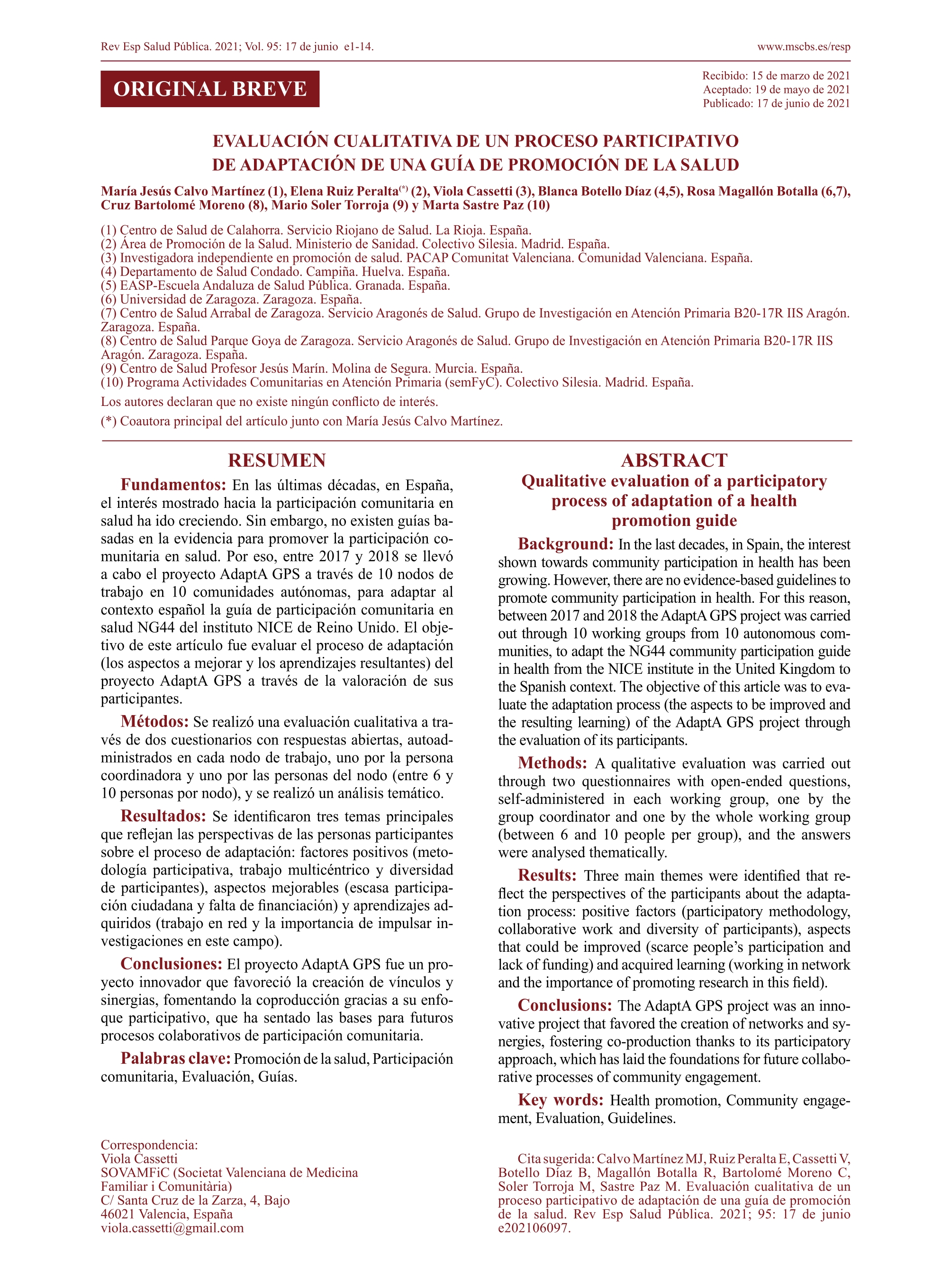 Evaluación cualitativa de un proceso participativo de adaptación de una guía de promoción de la salud