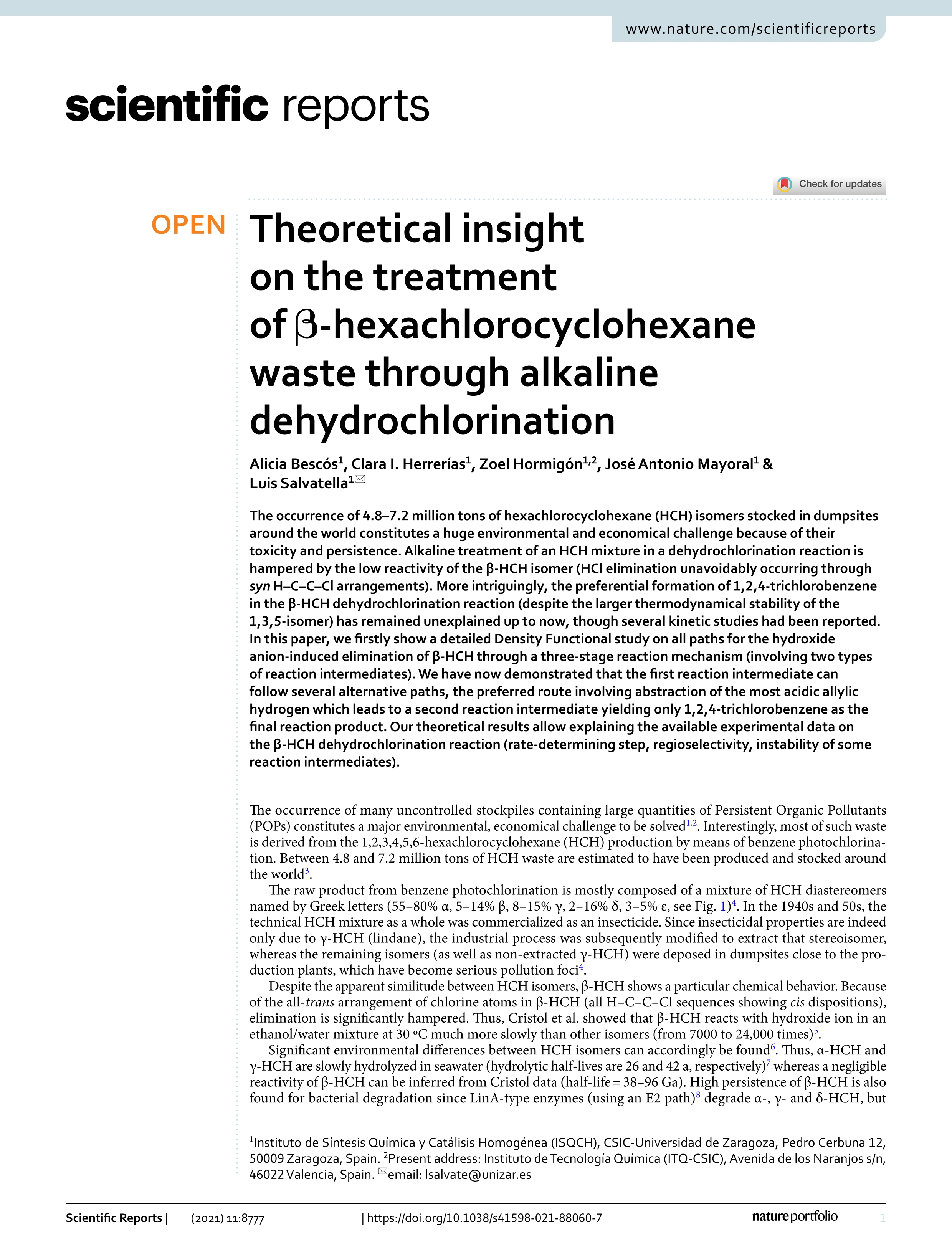 Theoretical insight on the treatment of ß-hexachlorocyclohexane waste through alkaline dehydrochlorination