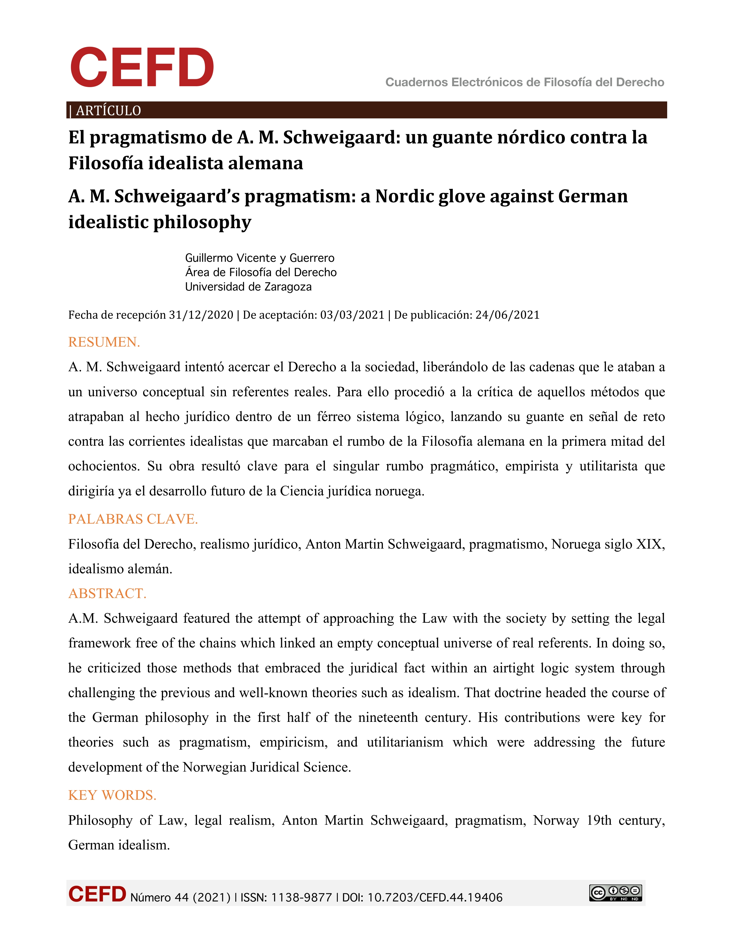 El pragmatismo de A. M. Schweigaard: un guante nórdico contra la Filosofía idealista alemana